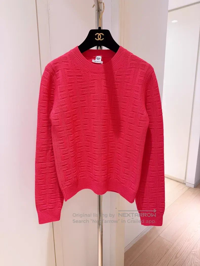 Hermes Hermes Rose Pink H Logo Jacquard Knit Sweater Size XS / US 0-2 / IT 36-38 - 1 Thumbnail