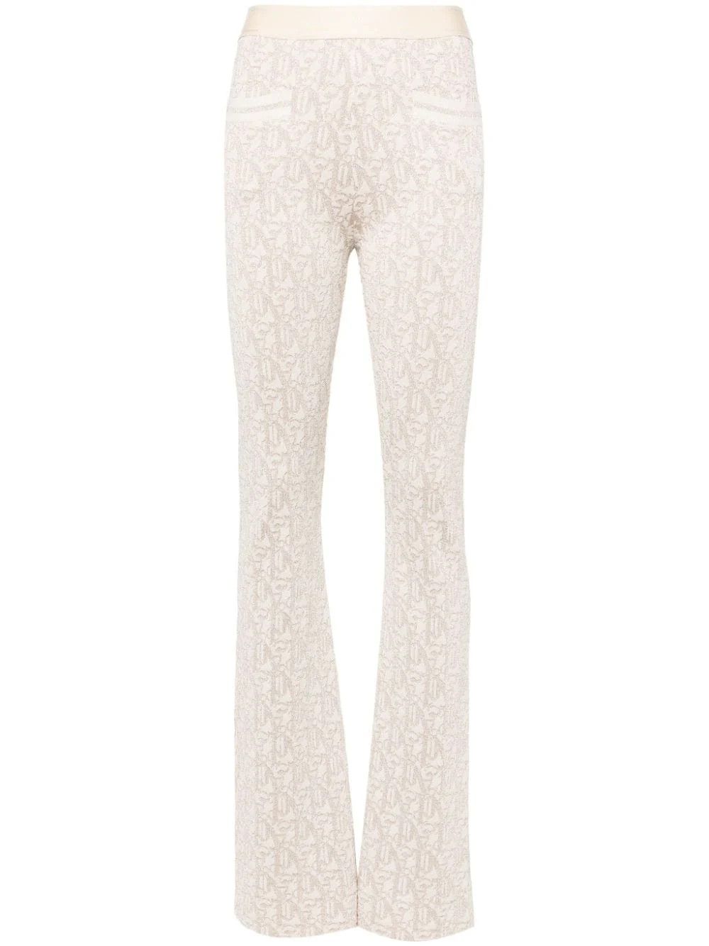 Palm Angels o1s22i1n0824 Lurex Knit Monogram Pant in Ivory Size 26" / US 2 / IT 38 - 1 Thumbnail