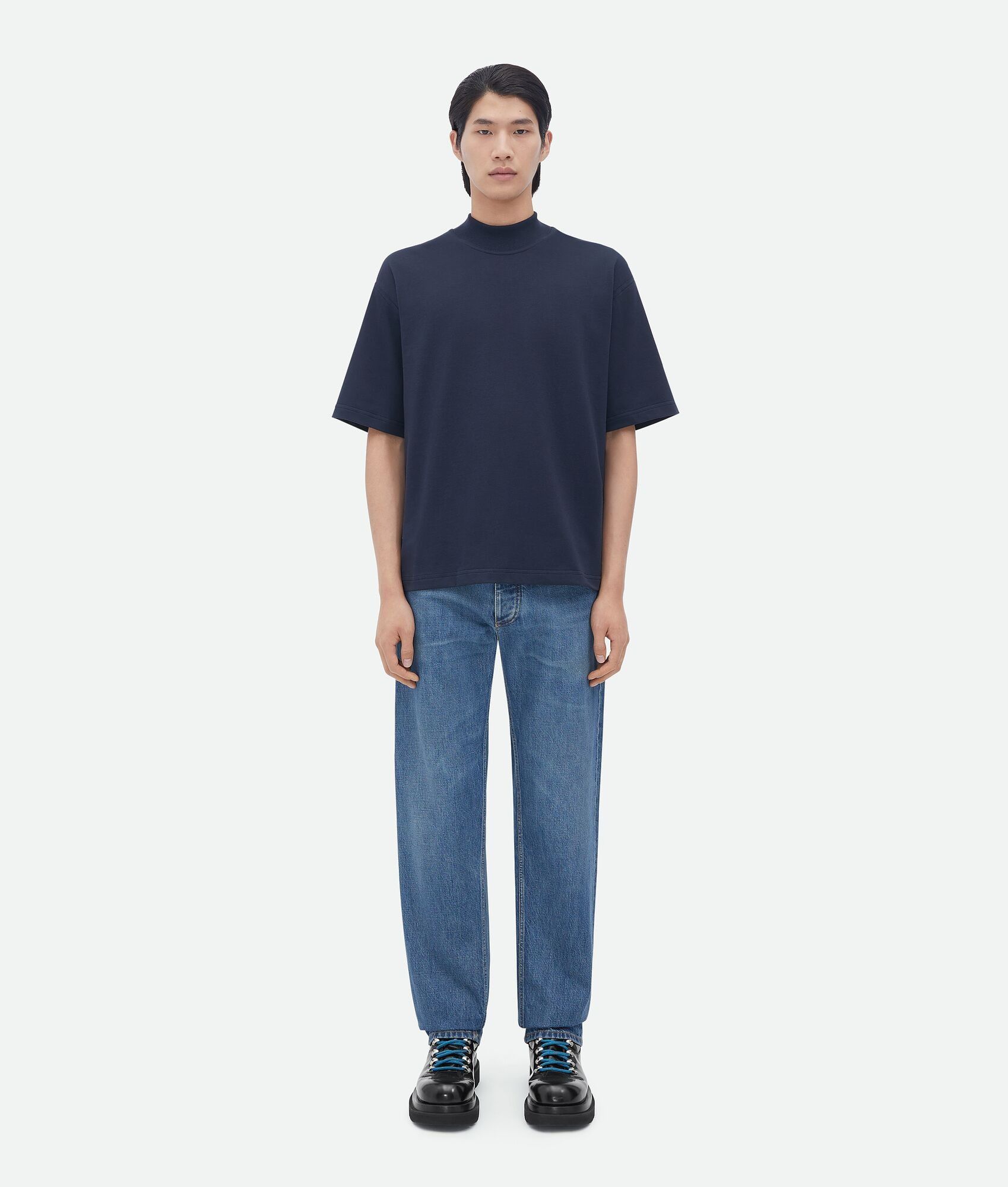 Bottega Veneta o1w1db10525 Heavy Jersey T-Shirt in Navy Size US M / EU 48-50 / 2 - 1 Thumbnail