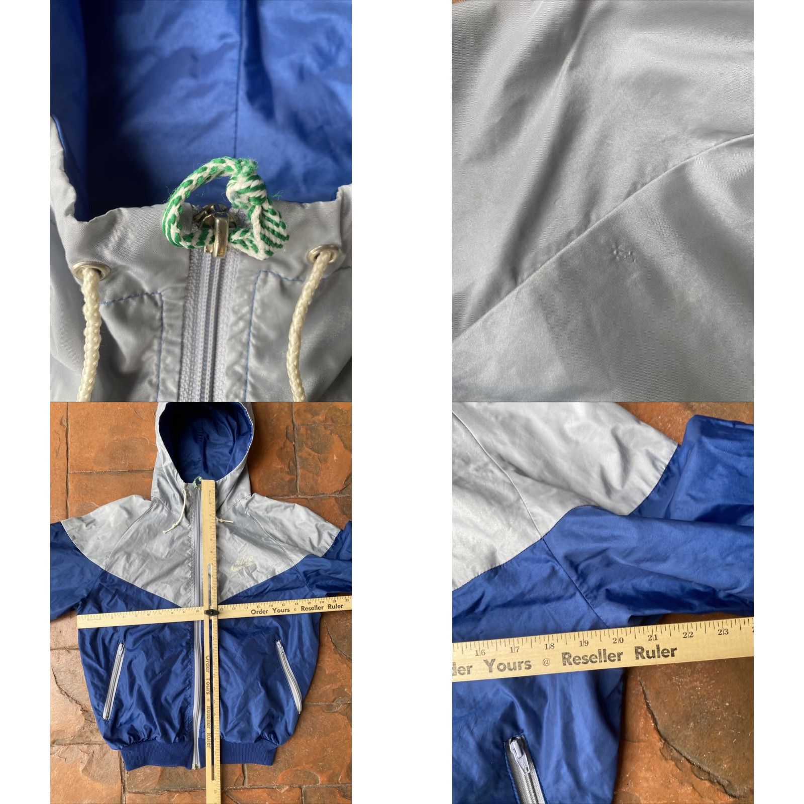 Nike VINTAGE Nike Running Windbreaker Full Zip Hooded Jacket Medium Blue 80s Mens Jacket Size US M / EU 48-50 / 2 - 8 Thumbnail