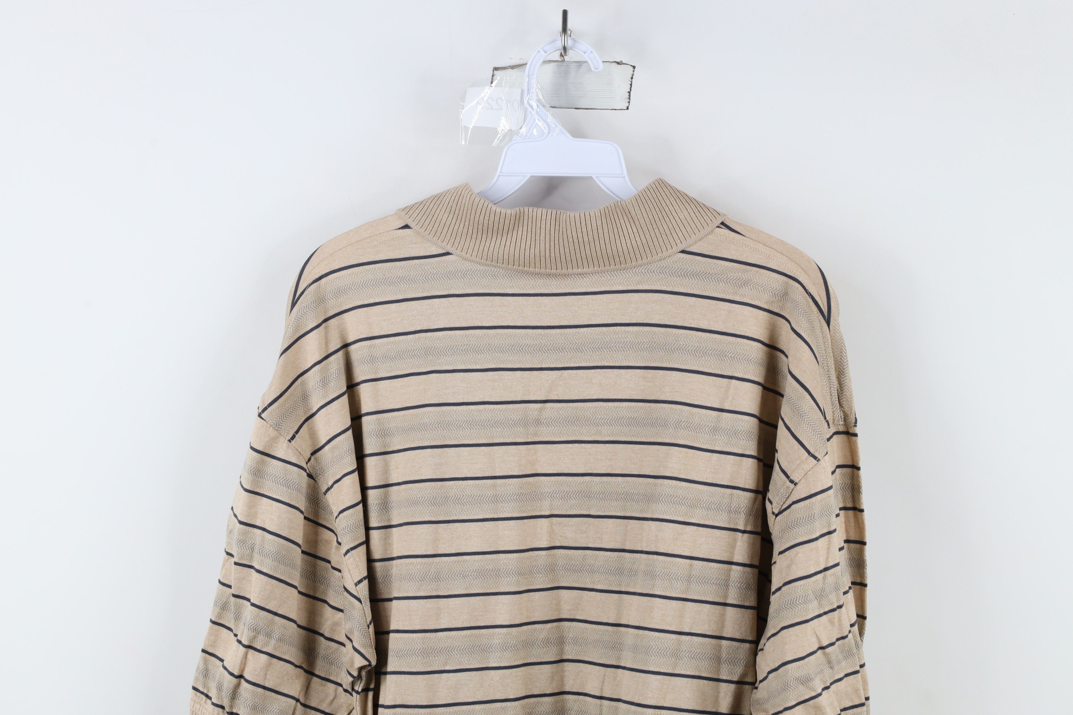 PING × Vintage Vintage 90s Ping Golf Striped Short Sleeve Polo Shirt Beige Size US L / EU 52-54 / 3 - 9 Thumbnail