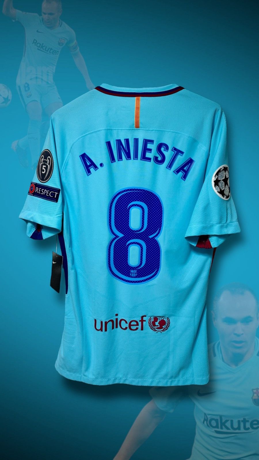 Nike Player issue 17/18 Barça Away — Andrés Iniesta #8 BNWT Size US M / EU 48-50 / 2 - 1 Thumbnail