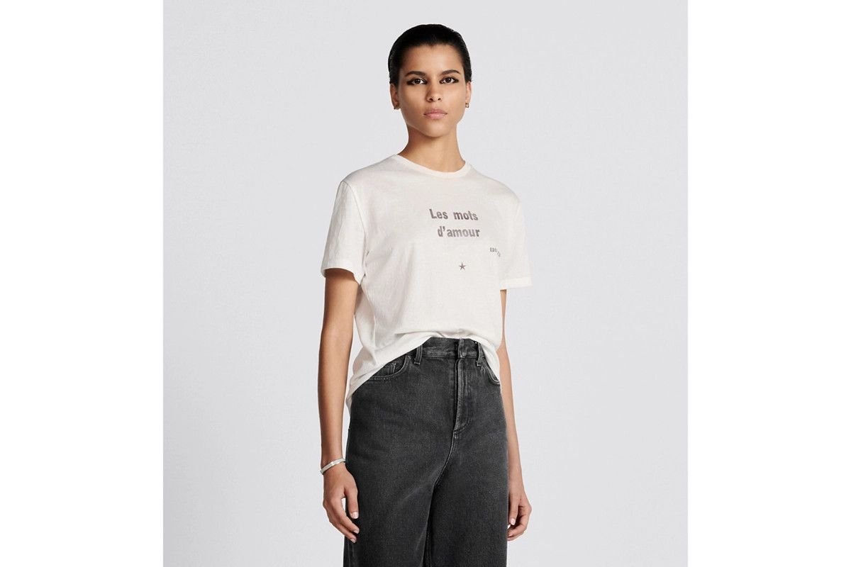 Dior o1bcso1str0225 Les Mots D'Amour' T-Shirt in White Size L / US 10 / IT 46 - 4 Thumbnail