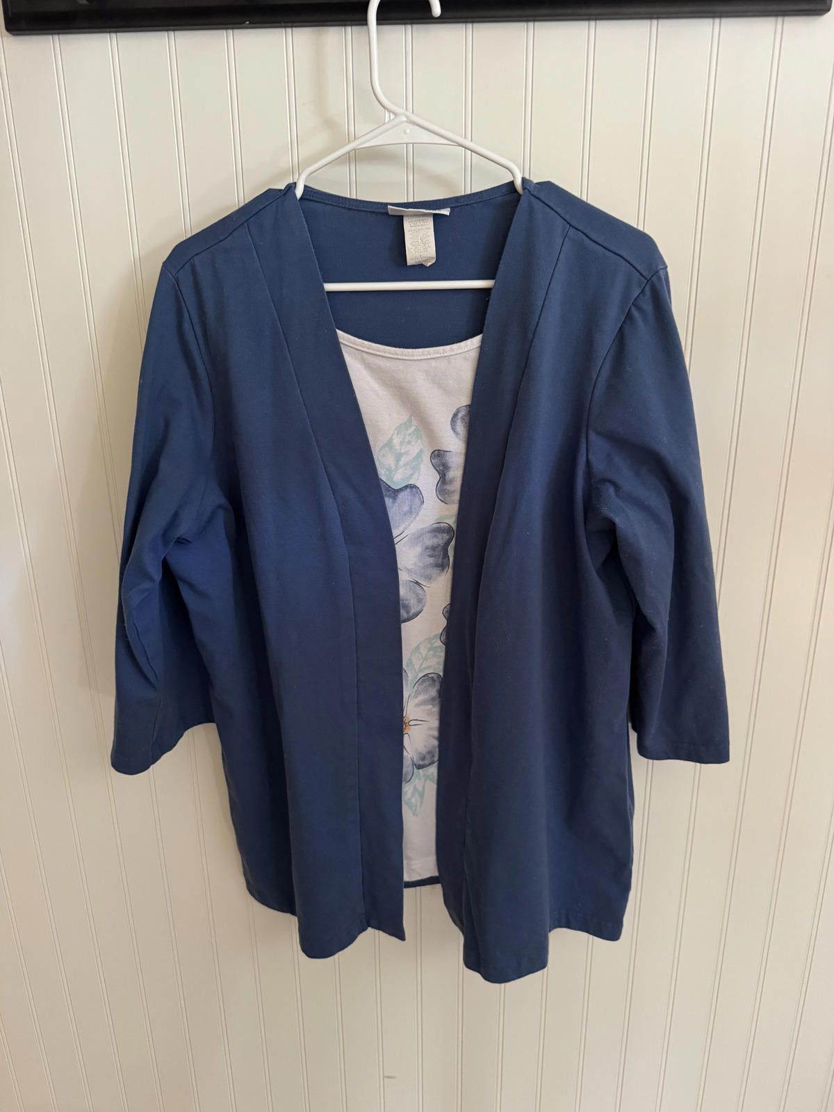 Blair Vintage Blair Blue and White Floral Print Cardigan Top XL Size XL / US 12-14 / IT 48-50 - 1 Thumbnail