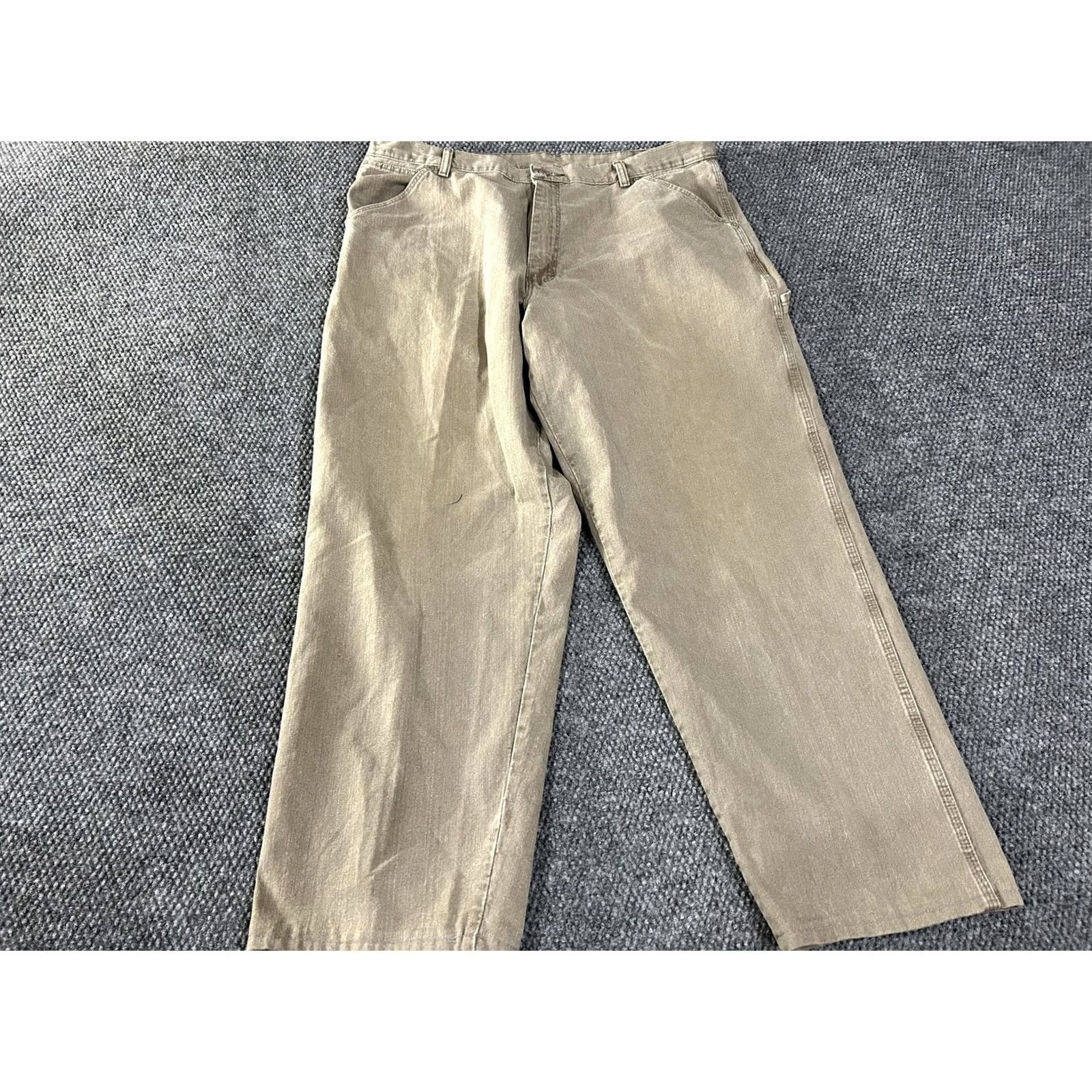 Wrangler Wrangler Carpenter Pants Mens 38x31 Beige Cotton Workwear Pants 100% Cotton Flat Front Straight Leg Size US 36 / EU 52 - 2 Thumbnail