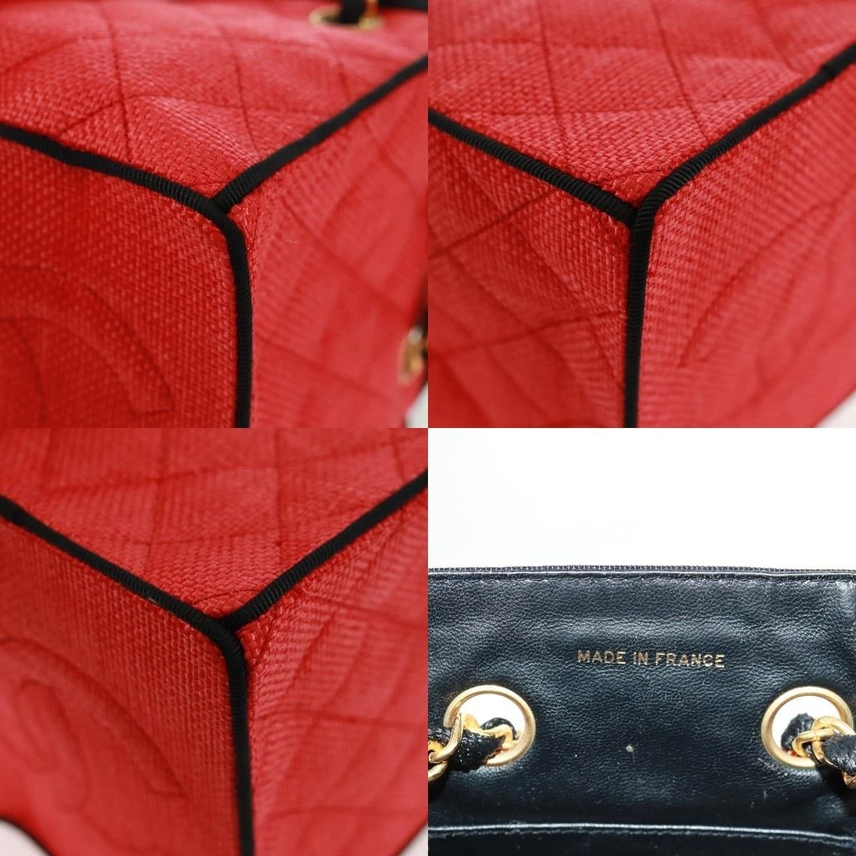 Chanel Chanel Chain Handbag Raffia Red Gold CC Size ONE SIZE - 6 Thumbnail