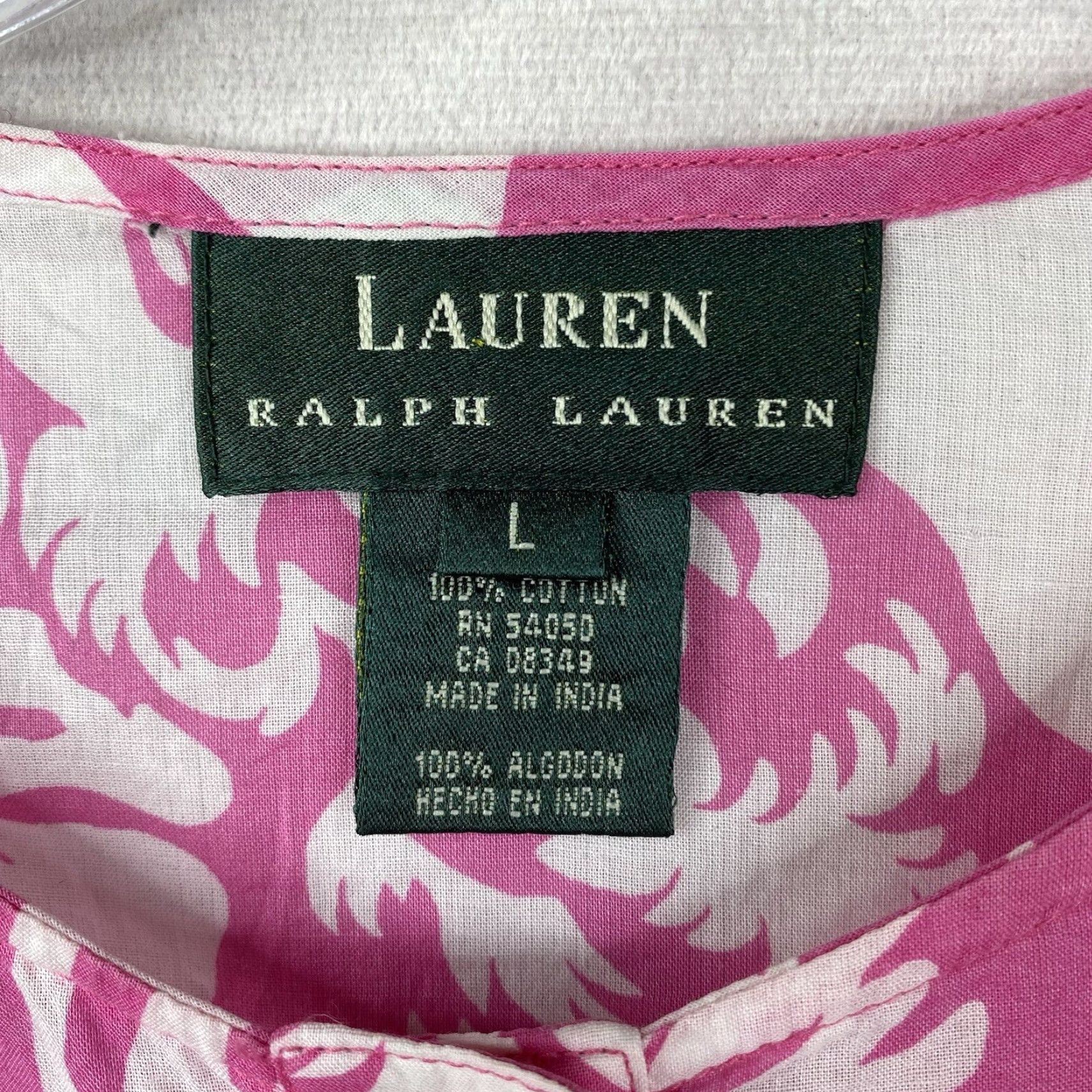 Ralph Lauren Ralph Lauren LRL Top Womens L Pink White Floral Lightweight Cotton Button Up Shirt Womens Colorful Floral 3/4 Sleeve Casual Size L / US 10 / IT 46 - 3 Thumbnail