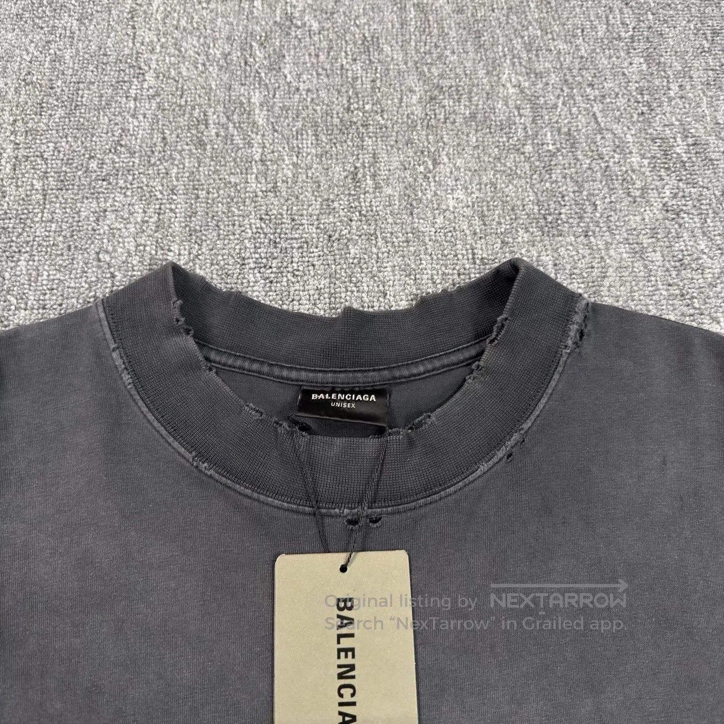 Balenciaga Balenciaga Yellow Tape Logo Black Distressed Tee. Size US L / EU 52-54 / 3 - 3 Thumbnail