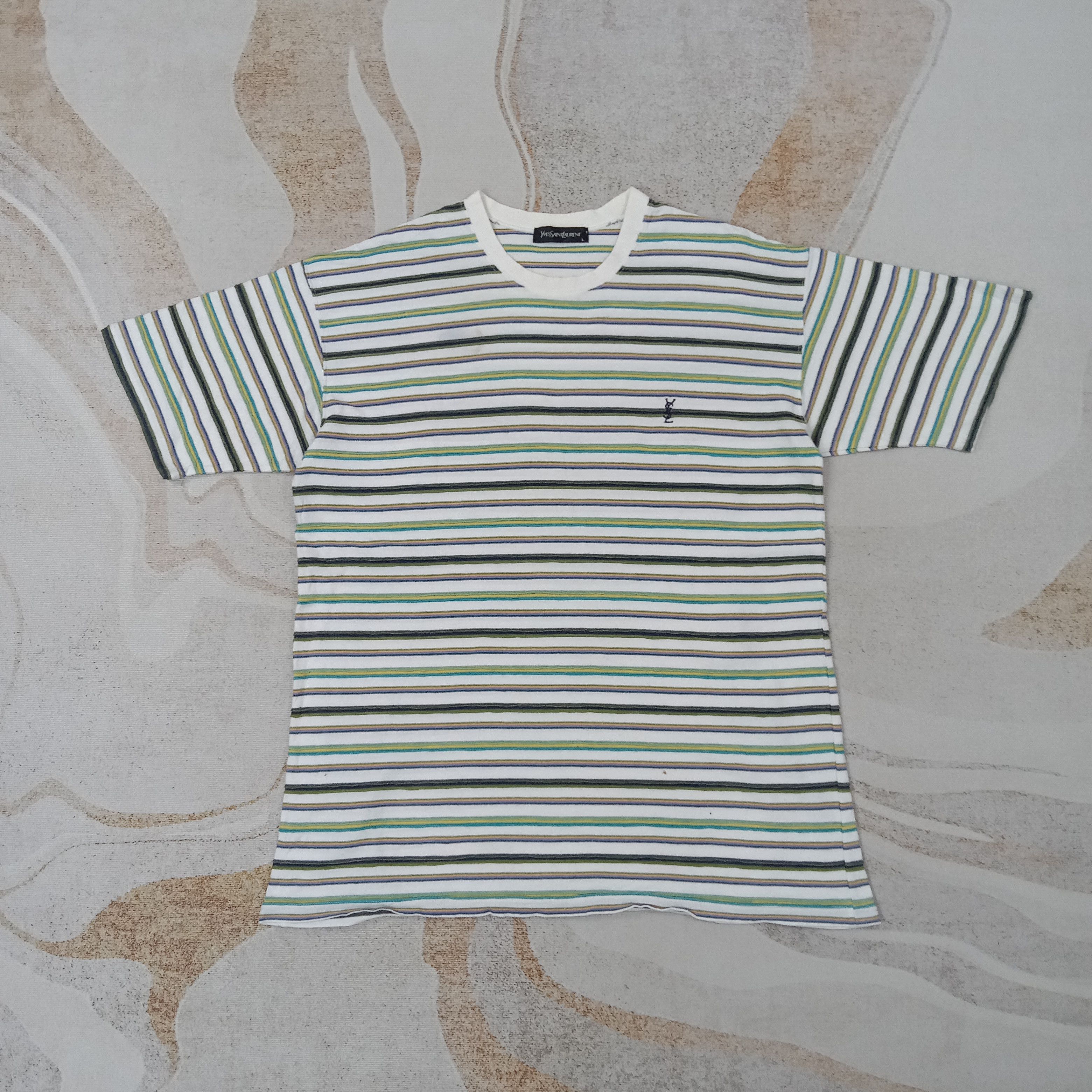 Yves Saint Laurent Yves Saint Laurent Stripes Multicolor Tshirt C259N2 Size US L / EU 52-54 / 3 - 1 Thumbnail