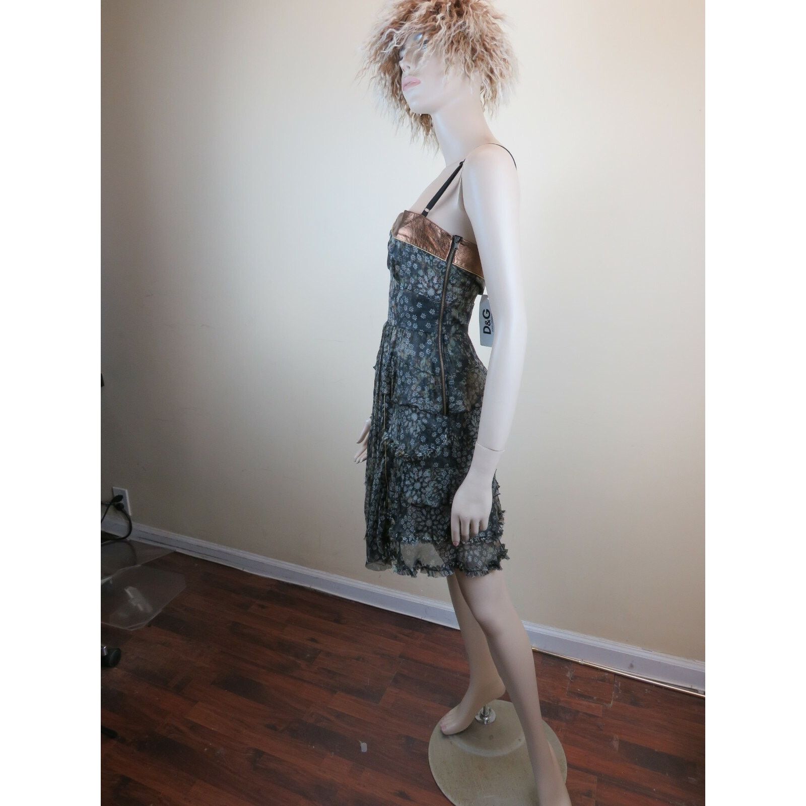 Dolce & Gabbana DOLCE GABBANA FLORAL SILK LEATHER SHORT SLEEVELESS DRESS 38 Size XS / US 0-2 / IT 36-38 - 6 Thumbnail