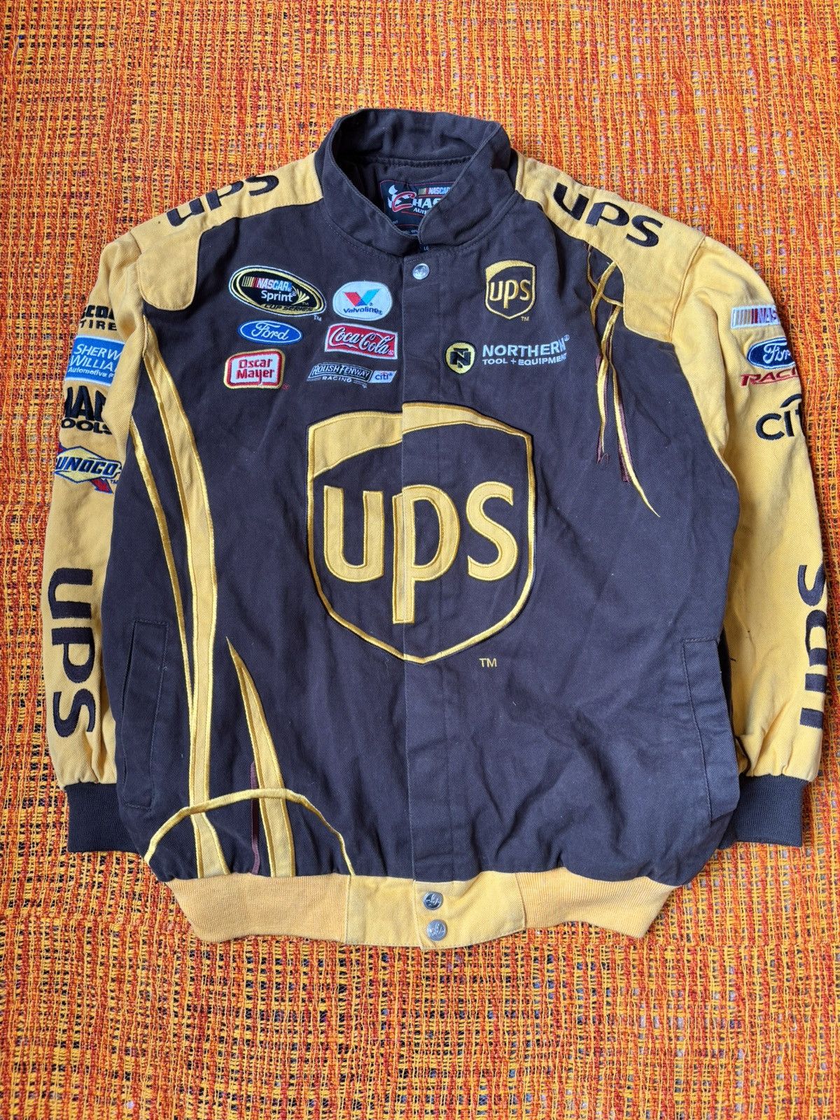 Chase Authentics NASCAR UPS Racing Team brown & yellow jacket Size US L / EU 52-54 / 3 - 1 Thumbnail