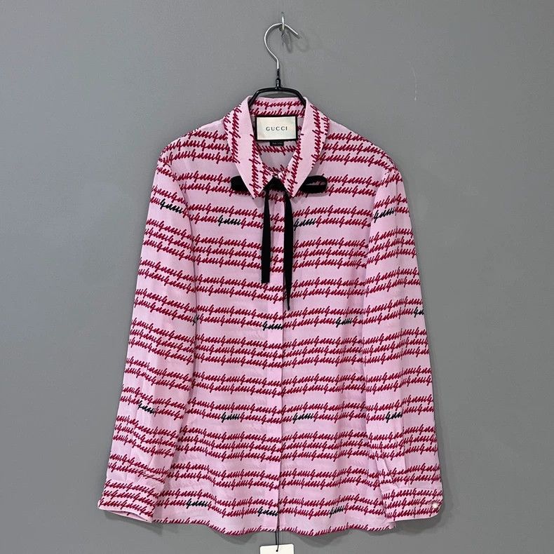 Gucci Gucci Pearl logo streamer silk shirt 2504-Nextarrow Size M / US 6-8 / IT 42-44 - 1 Thumbnail