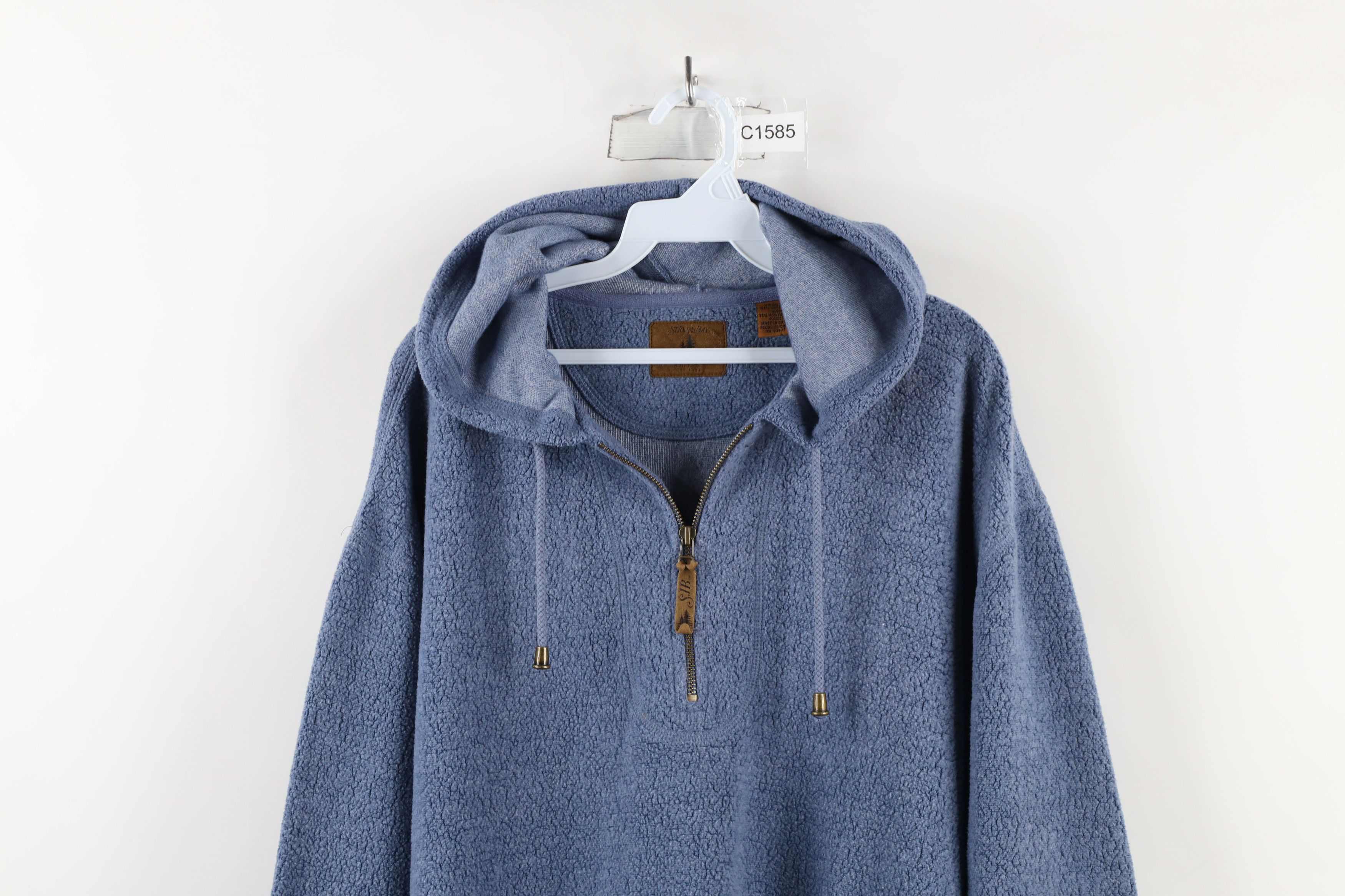 Vintage Vintage 90s Streetwear Fit Deep Pile Fleece Hoodie Blue Size US L / EU 52-54 / 3 - 2 Thumbnail