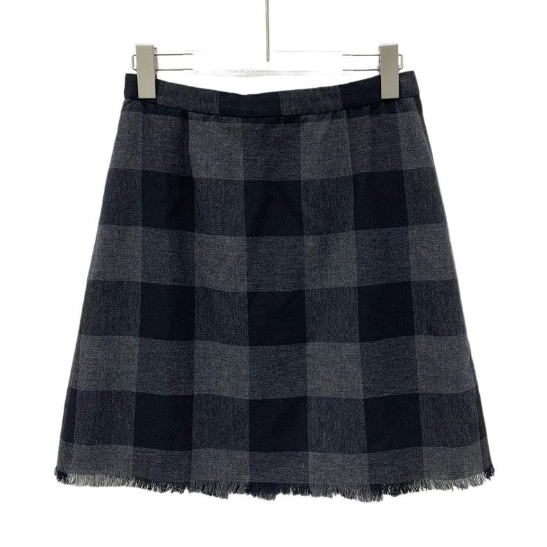 Dior Dior Black and gray plaid fur edge tassel pleated skirt 250 Size 25" / US 0 / IT 36 - 2 Thumbnail