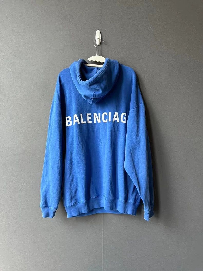 Balenciaga Balenciaga Blue back logo hoodie Size US XS / EU 42 / 0 - 2 Thumbnail