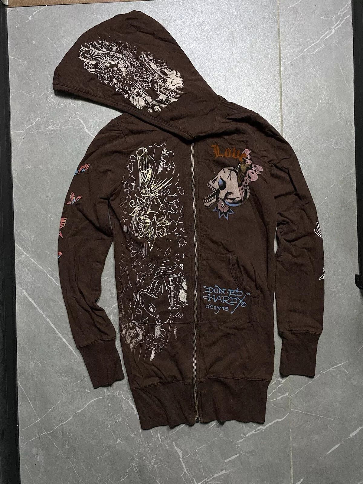 Ed Hardy Ed Hardy by Christian Audigier Skull Brown Hoodie Sz Xs Size XS / US 0-2 / IT 36-38 - 1 Preview