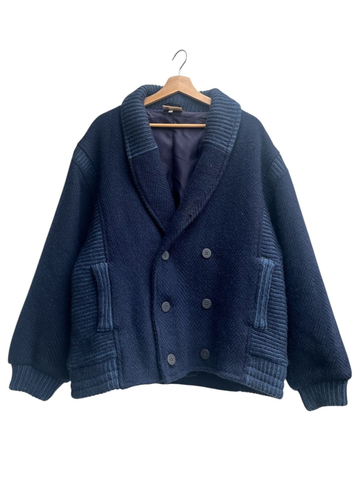 Vintage Vintage Samband of Iceland Double Breasted Knit Wool Jacket Size US L / EU 52-54 / 3 - 1 Thumbnail