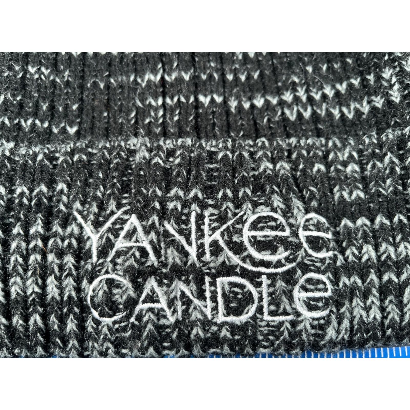 Vintage HitWear Hat Beanie Mens One Size Black Striped Knit Yankee Candle Logo Winter Size ONE SIZE - 2 Thumbnail
