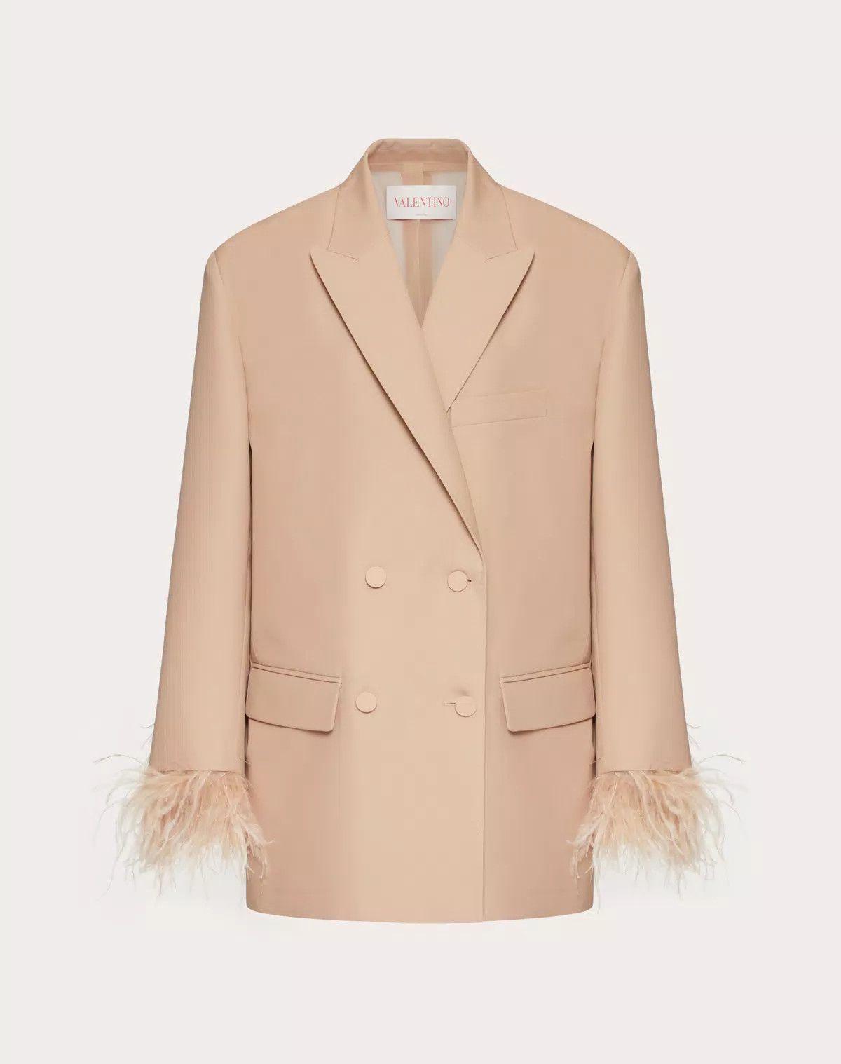 Valentino o1s1wg110426 Blazer in Embroidered Techno Weave in Sand Size L / US 10 / IT 46 - 1 Thumbnail