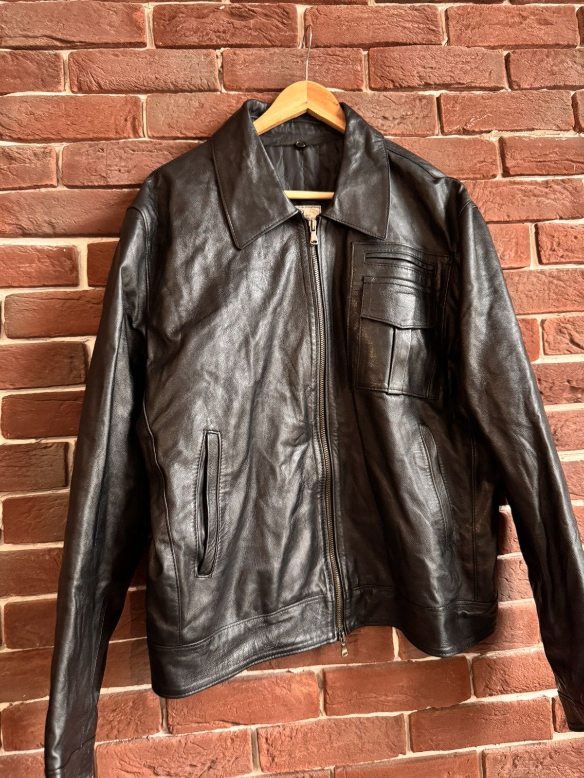 Leather Vintage Genuine Real Leather Jacket High Quality Rock Punk Size US XL / EU 56 / 4 - 5 Thumbnail