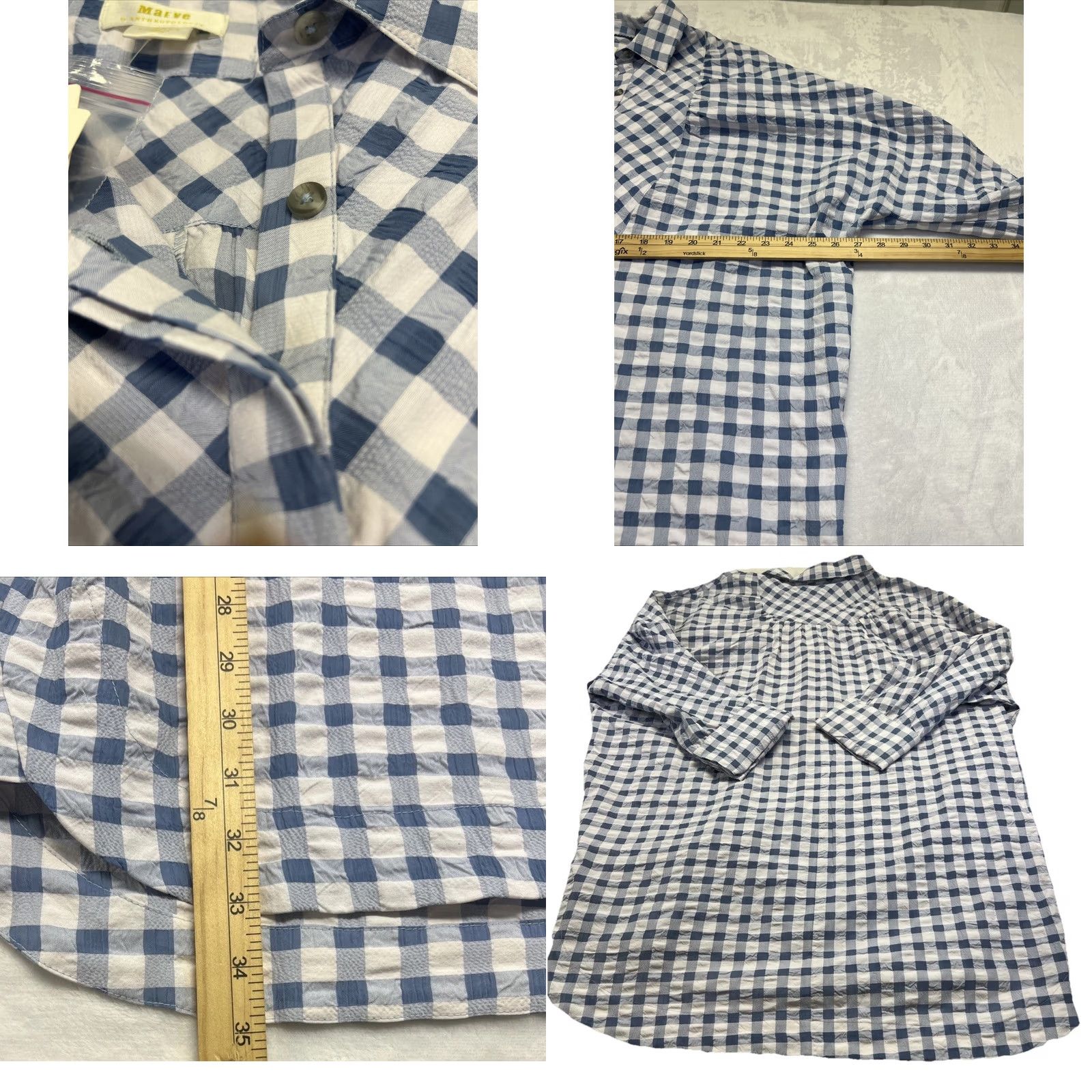 Anthropologie Maeve by Anthropologie Shirt Dress Women's XL Gingham NWT White/Blue Collared Button Tunic Size XL / US 12-14 / IT 48-50 - 8 Thumbnail