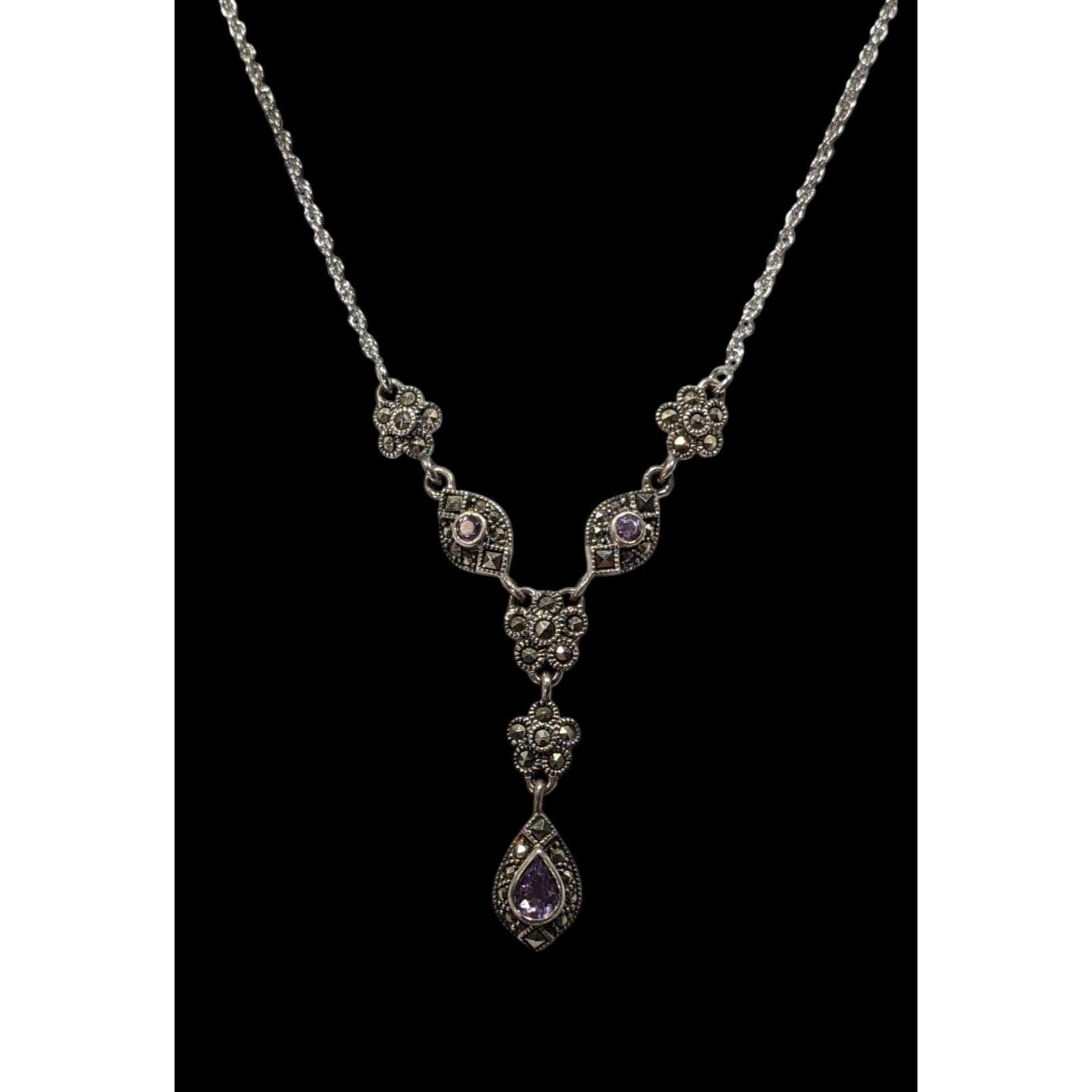 Other Whimsical Fantasy Marcasite Amethyst And Sterling Silver Y D Size ONE SIZE - 2 Thumbnail