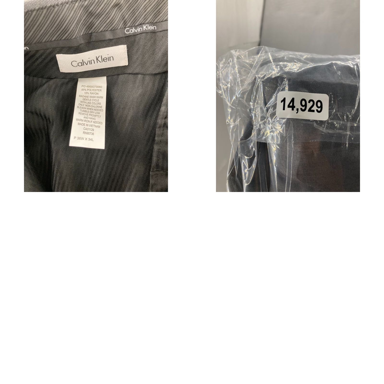 Calvin Klein Calvin Klein Dress Pants Mens 36 x 34 Slim-Fit Gray Flat Front NWT Dress Pants Mens 36 In Gray Solid 90s? Size US 36 / EU 52 - 8 Thumbnail