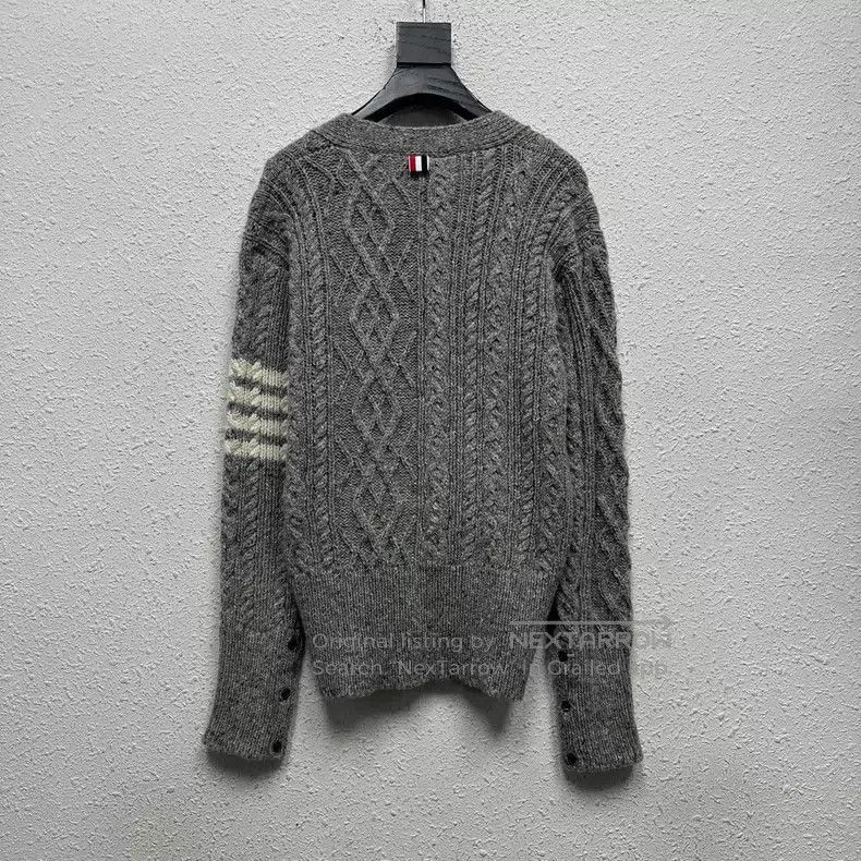 Thom Browne Thom Browne Gray Cardigan Wool Jacket Size US XL / EU 56 / 4 - 2 Thumbnail