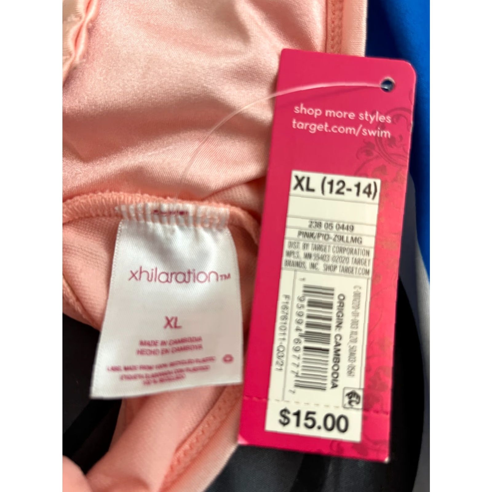 Vintage Xhilaration Bikini Top XL Juniors Twist Front Spaghetti Strap Pink Shinny Size XL / US 12-14 / IT 48-50 - 5 Thumbnail