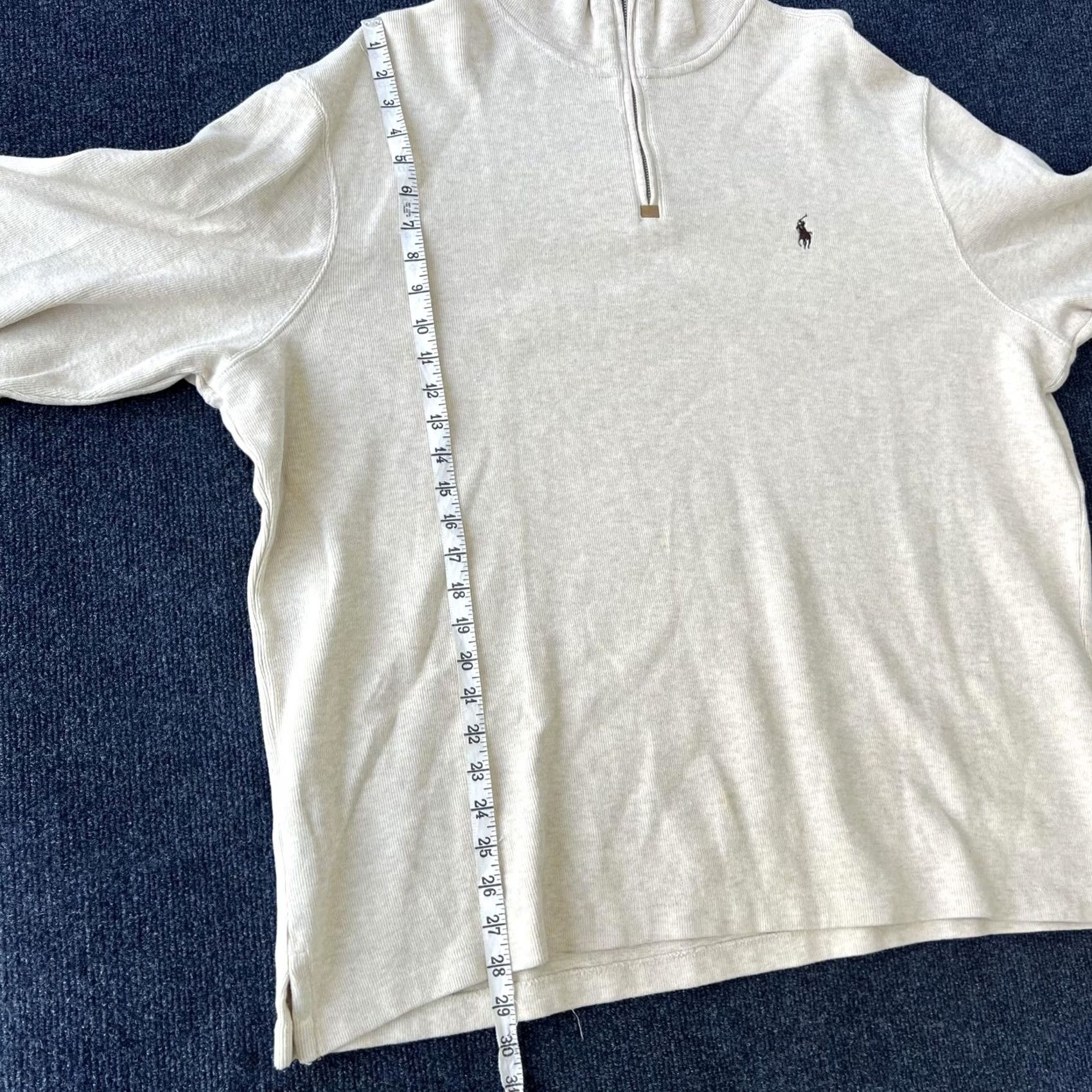 Polo Ralph Lauren Polo Ralph Lauren Pullover Sweater Mens 2XL Beige Quarter Zip Pony Logo Cotton Pullover Knit Mock Neck Size US XXL / EU 58 / 5 - 4 Thumbnail