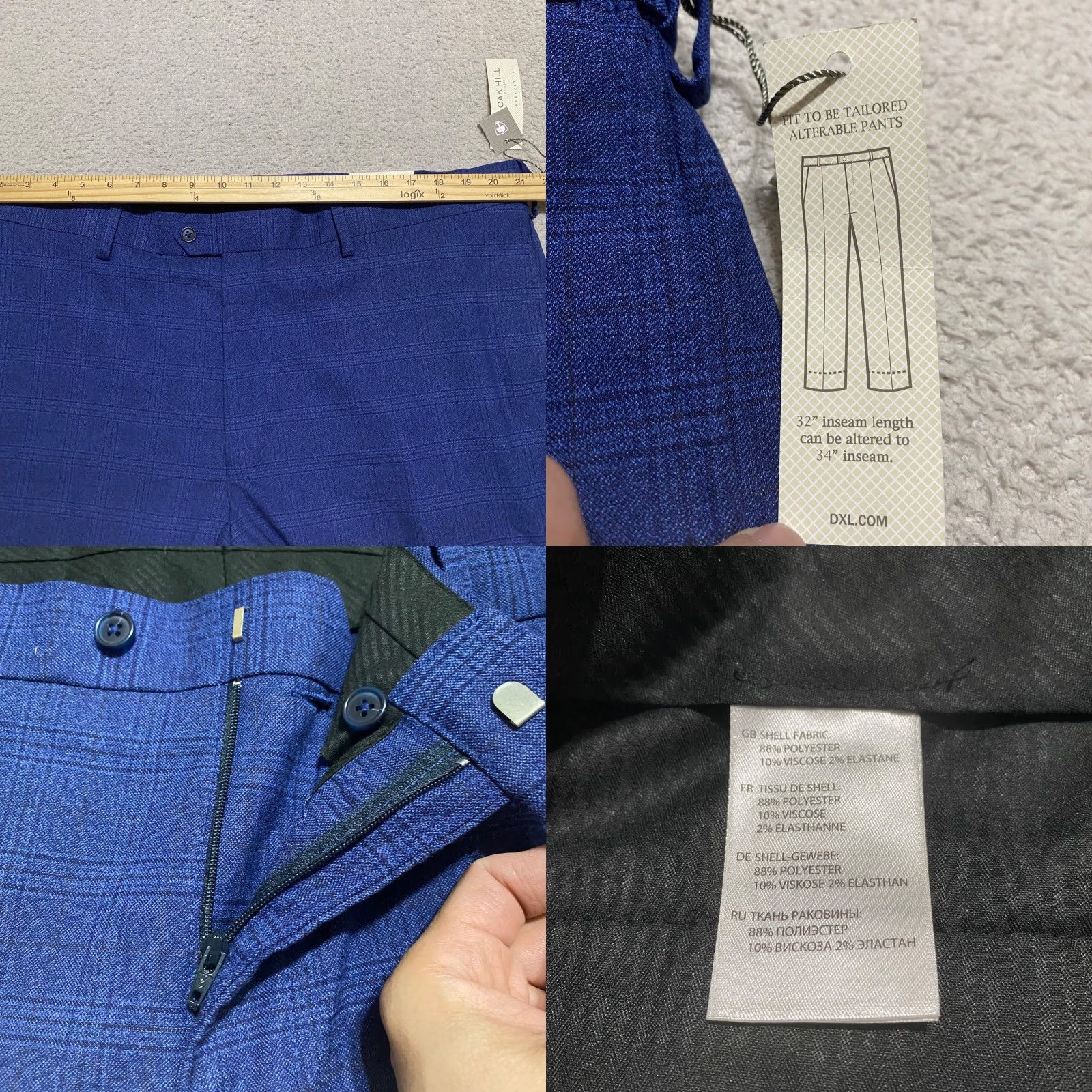 Vintage NWT Oak Hill Dress Pants Mens 44x32 Blue Plaid Straight Mid Rise Business New Size US 44 / EU 60 - 8 Thumbnail