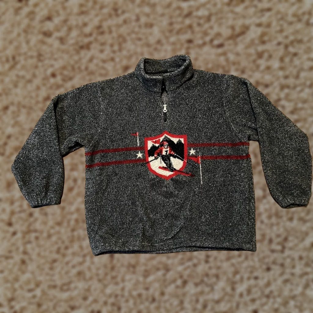 Lands' End VINTAGE Lands' End Jacket Mens XL Pullover Fleece Ski Lodge USA Knit Gray Size US XL / EU 56 / 4 - 1 Thumbnail