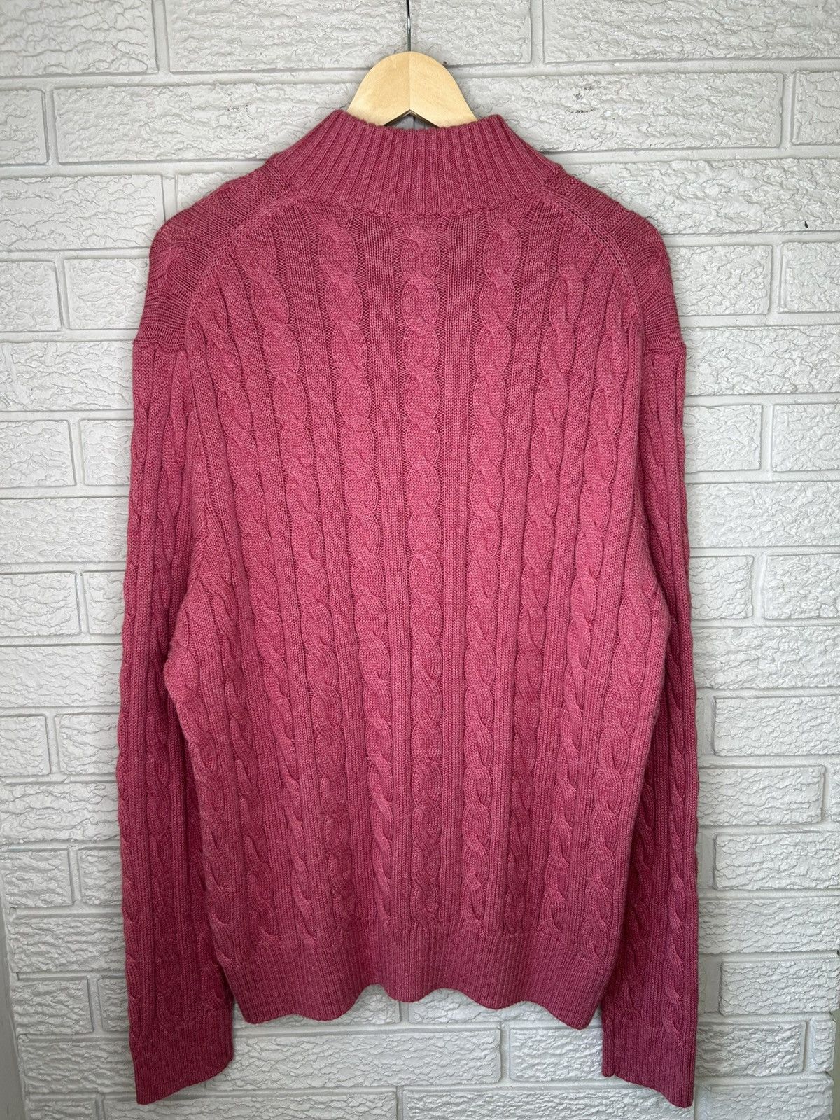 Polo Ralph Lauren Polo Ralph Lauren Pink Quarter Zip Cable Knit Sweater Size US XL / EU 56 / 4 - 6 Thumbnail