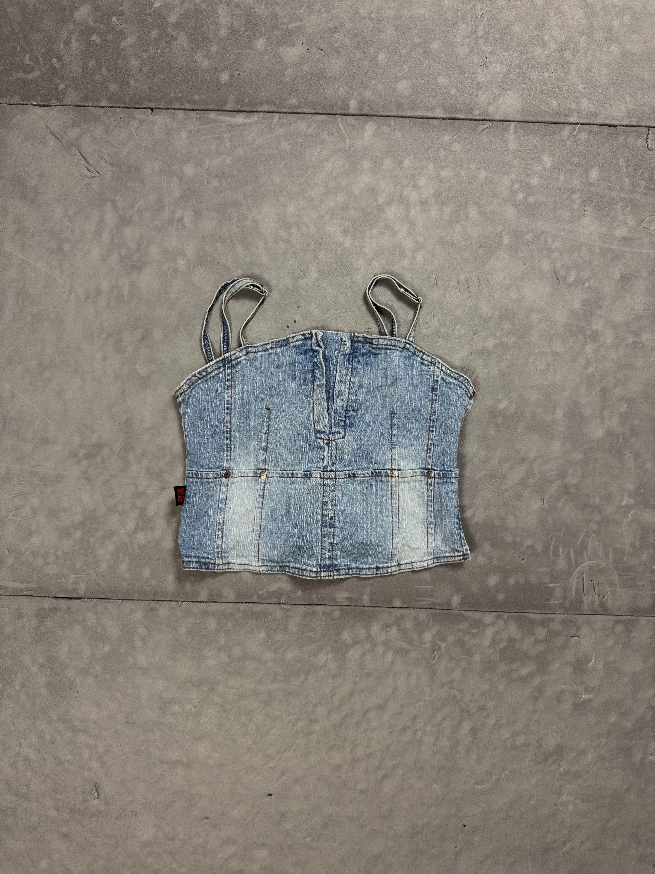Vintage Women’s denim spaghetti-strap top, Y2K (S) crop tp jeans Size S / US 4 / IT 40 - 1 Thumbnail