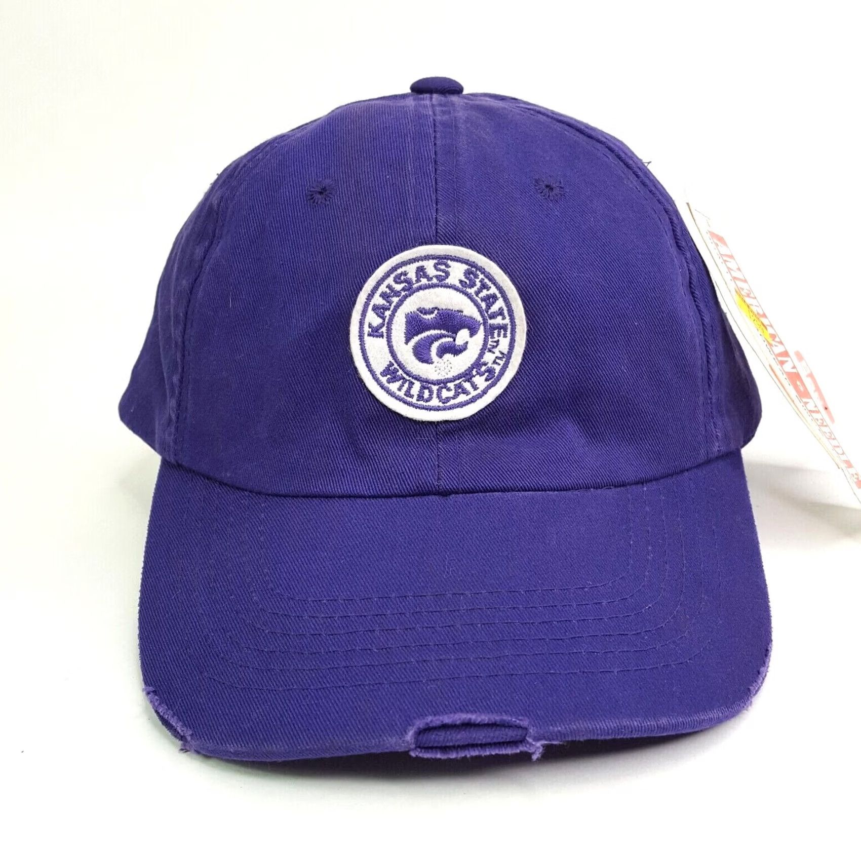 American Needle VINTAGE Kansas State Wildcats NCAA Logo Adjustable Hat Baseball Cap Purple 90s Y2K NCAA Logo Embroidered Distressed Lightweight Recruit Mens Boys Size ONE SIZE - 2 Thumbnail