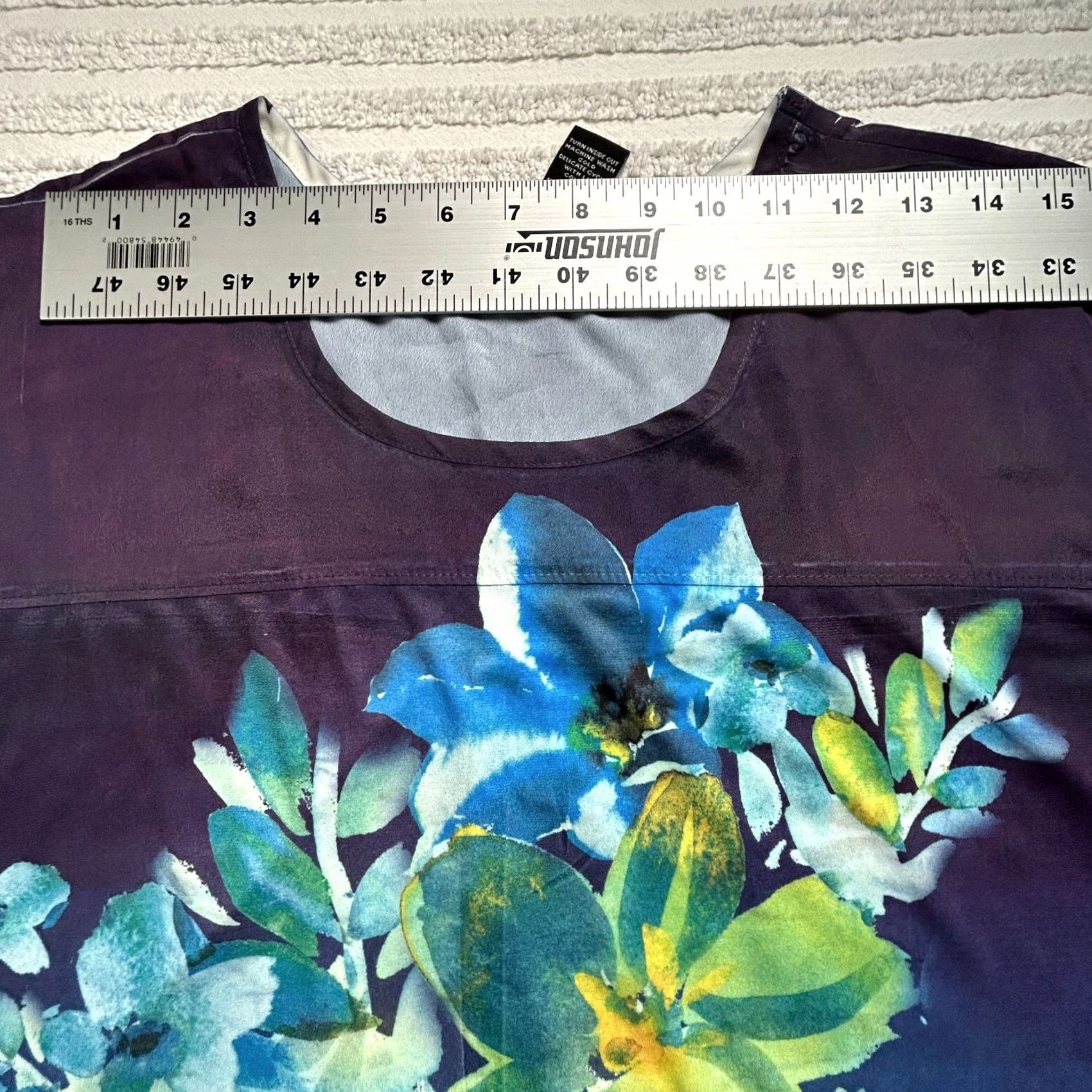 Vintage Maggie Barnes Womens 1X Ombre Floral Print Top Blue Short Sleeve Scoop Neck Shirt Adults Mens Womens Girls Boys Size XL / US 12-14 / IT 48-50 - 5 Thumbnail