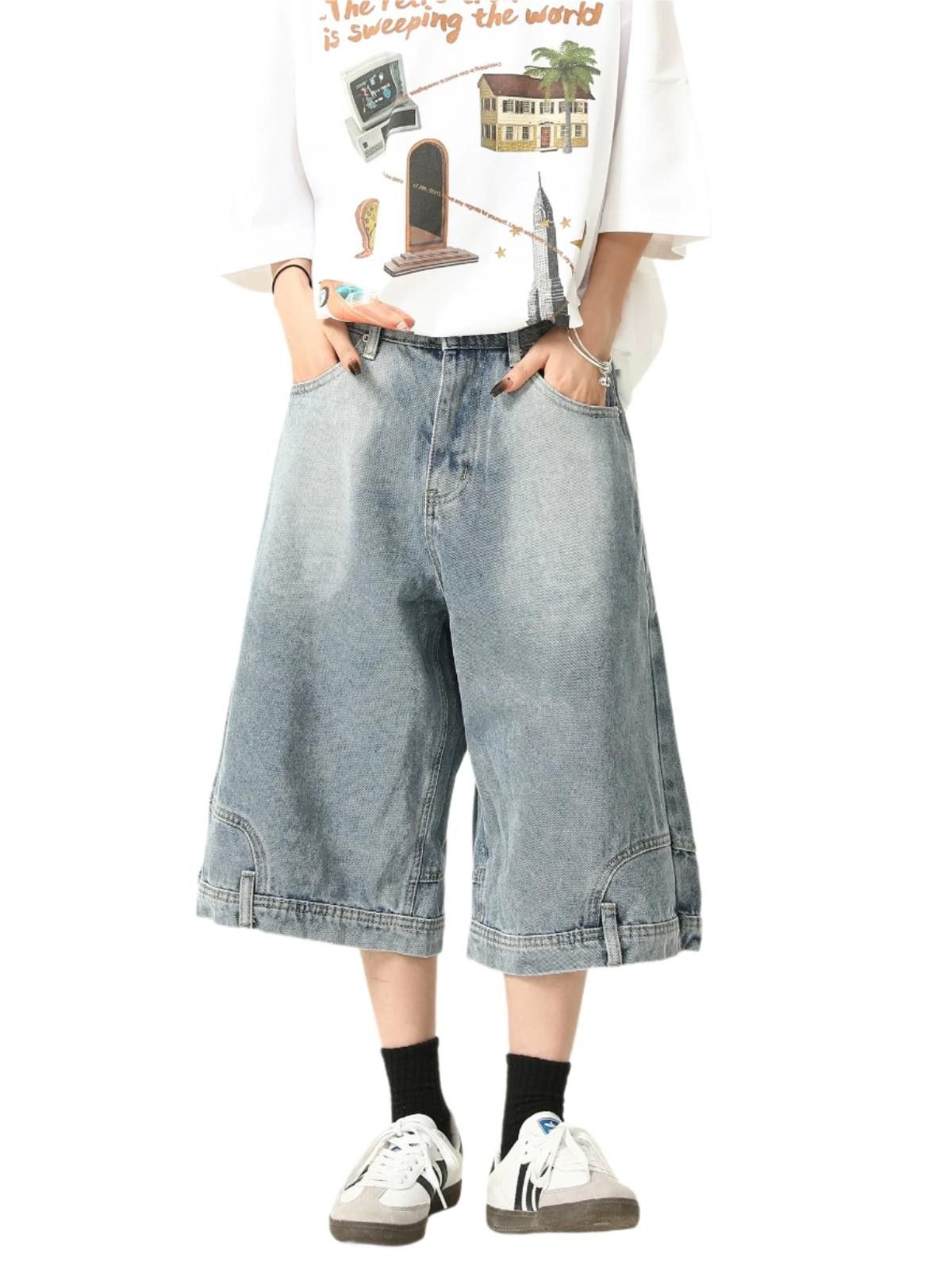 Vintage Reverse Design Baggy Wide Leg Jorts Size US 33 - 3 Thumbnail
