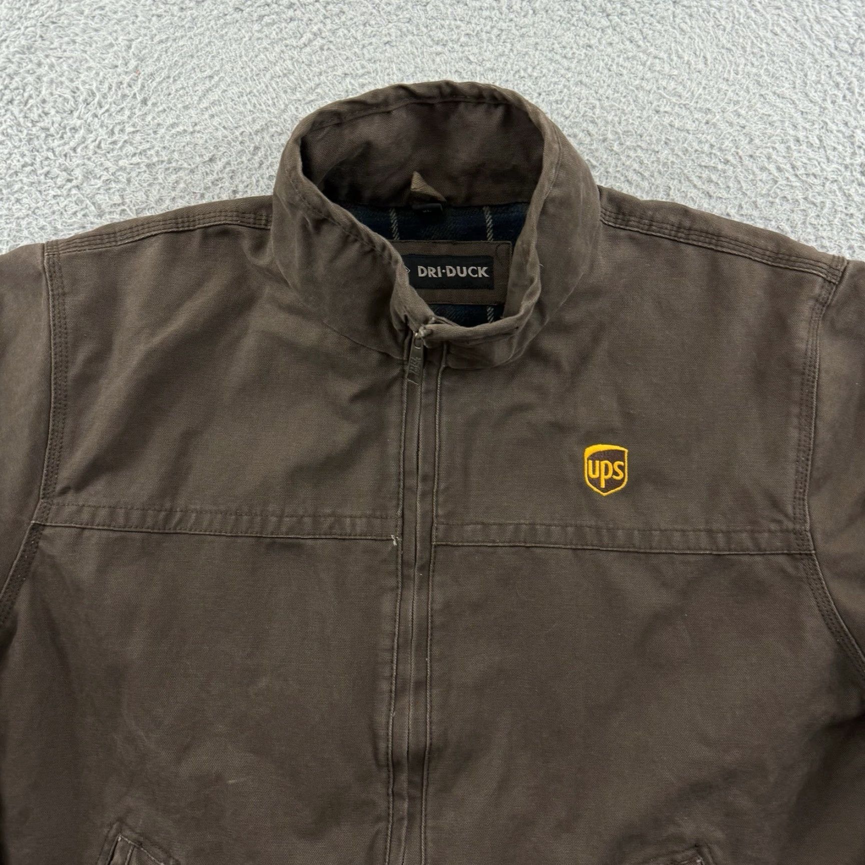 Vintage DRI DUCK Jacket Mens XL Brown Canvas Lined Cotton Zip Workwear Outdoor Size US XL / EU 56 / 4 - 3 Thumbnail
