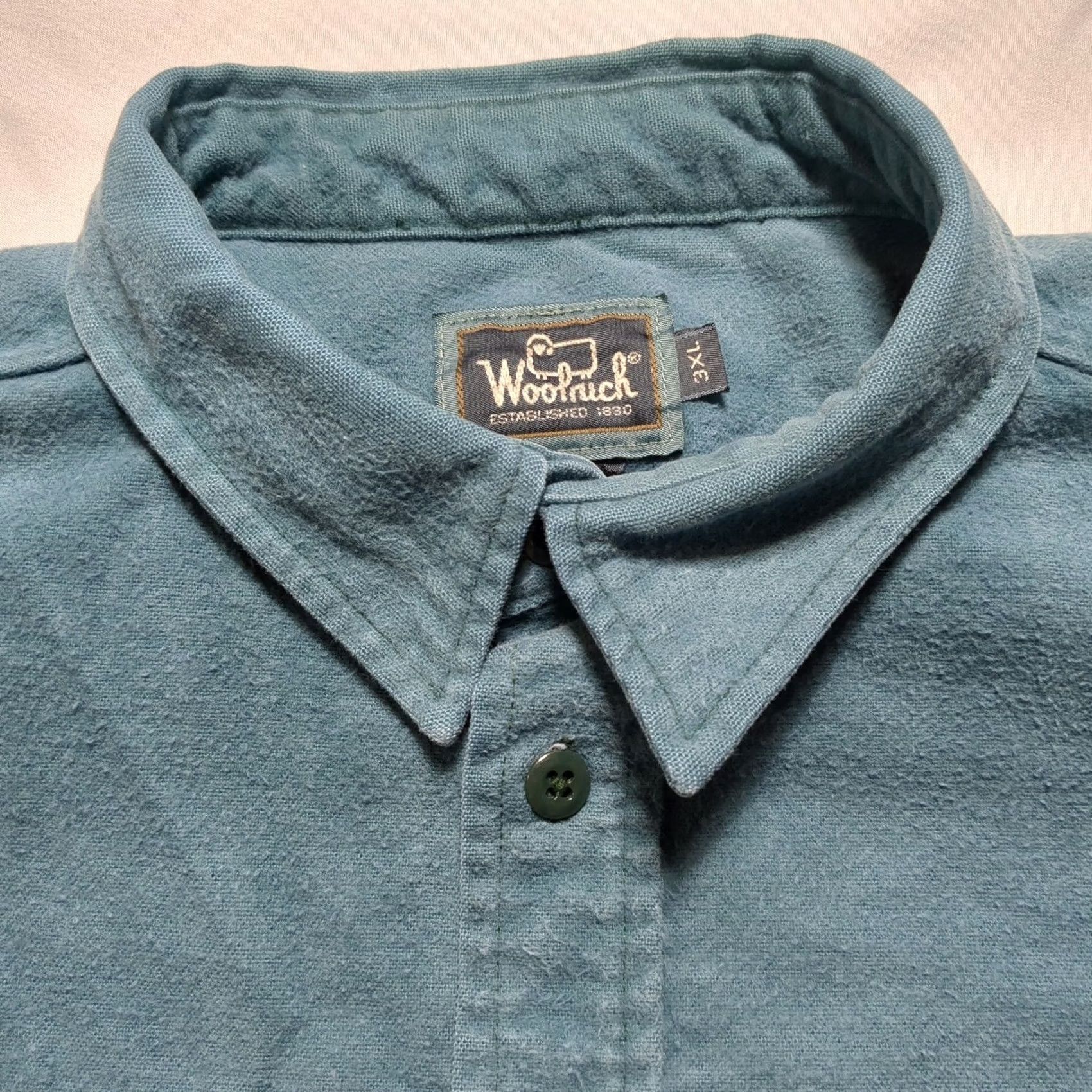 Vintage VINTAGE Woolrich Men 3XL Teal Blue Cotton Chamois Heavyweight Work Shirt USA Made Size US XXL / EU 58 / 5 - 2 Thumbnail