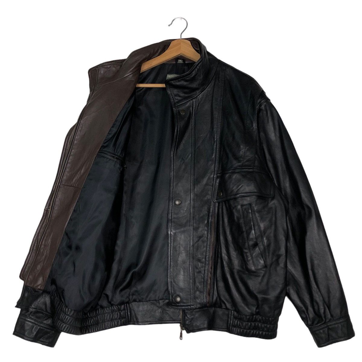 Japanese Brand 🔥Vtg Bomber Jacket Leather Biker Wind Armor Nichiwa Japan Size US L / EU 52-54 / 3 - 9 Thumbnail