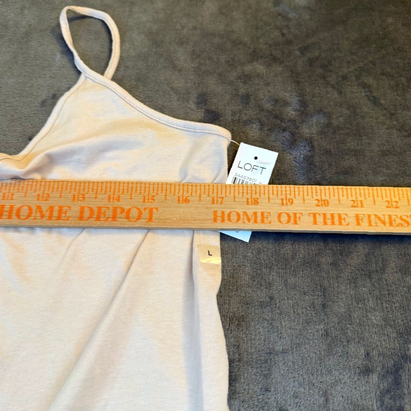 Loft LOFT Beige V-Neck Spaghetti Strap Tank Top Womens Large NWT Camisole Knit Cotton Blend Spandex Logo Lightweight Adjustable Strap Sleeveless Size L / US 10 / IT 46 - 6 Thumbnail