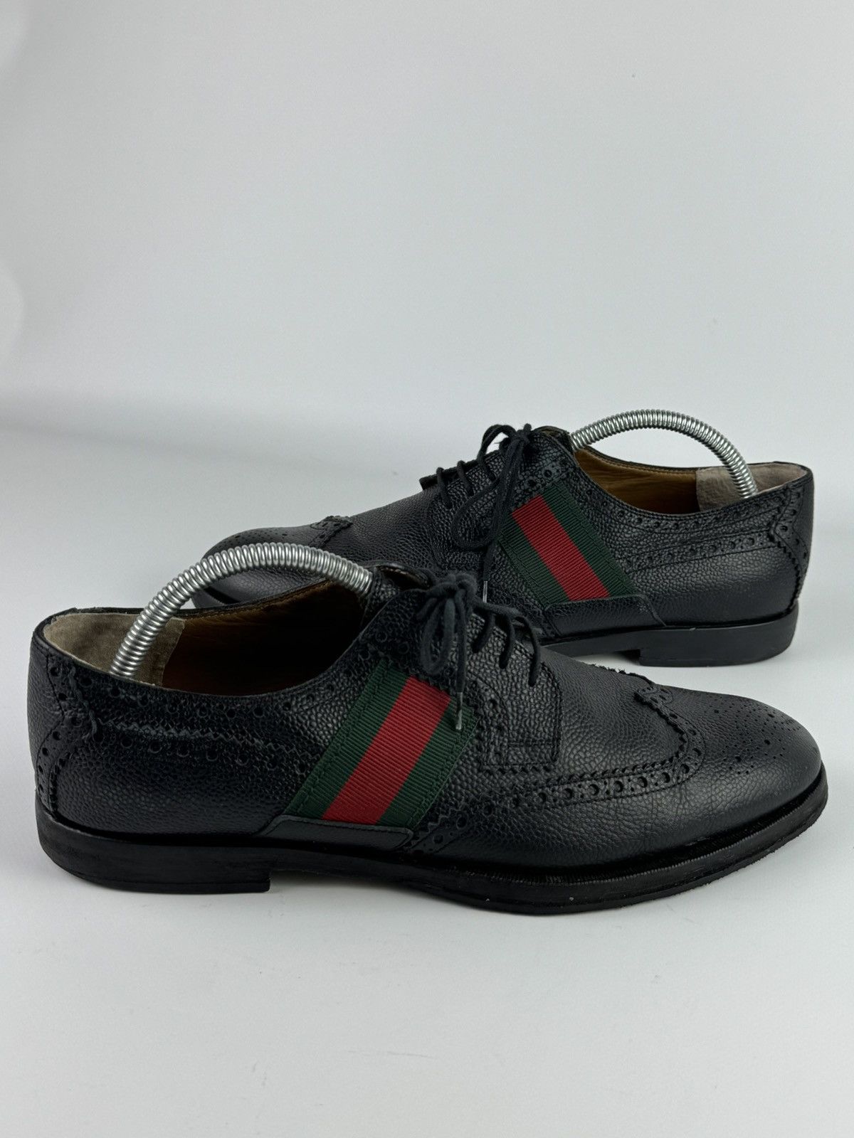 Gucci Strand Wingtip Dress Leather Oxford Shoes Black US8