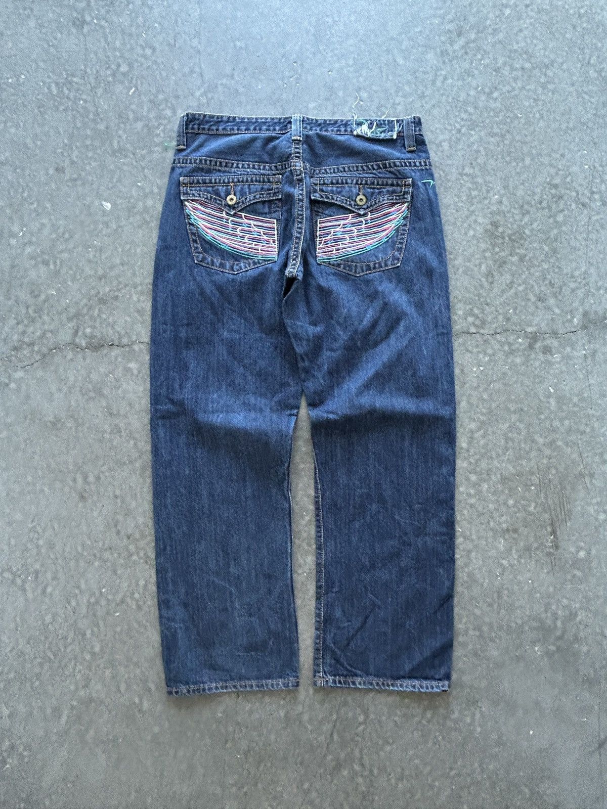 JNCO Vintage Y2K Azzure Embroidered Wings Baggy Jeans Size US 38 / EU 54 - 1 Thumbnail