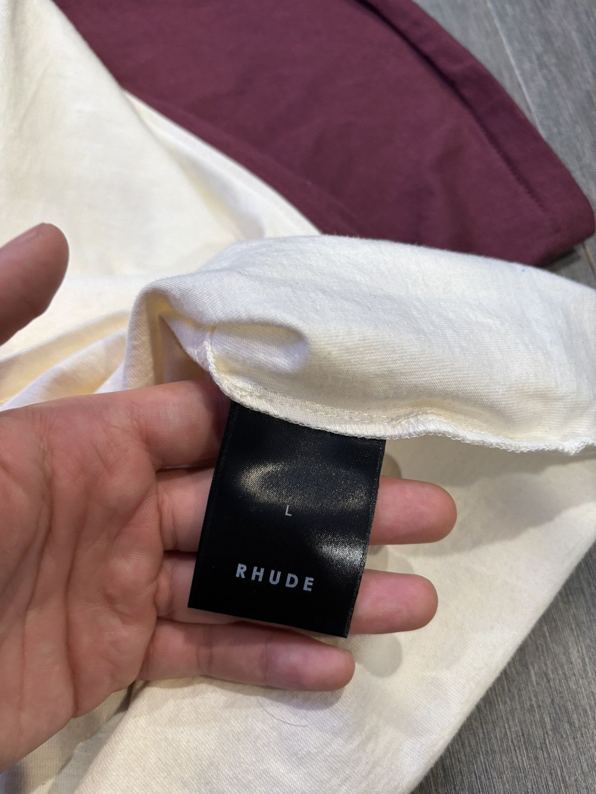 Rhude Rhude cream maroon T shirt large Size US L / EU 52-54 / 3 - 4 Thumbnail