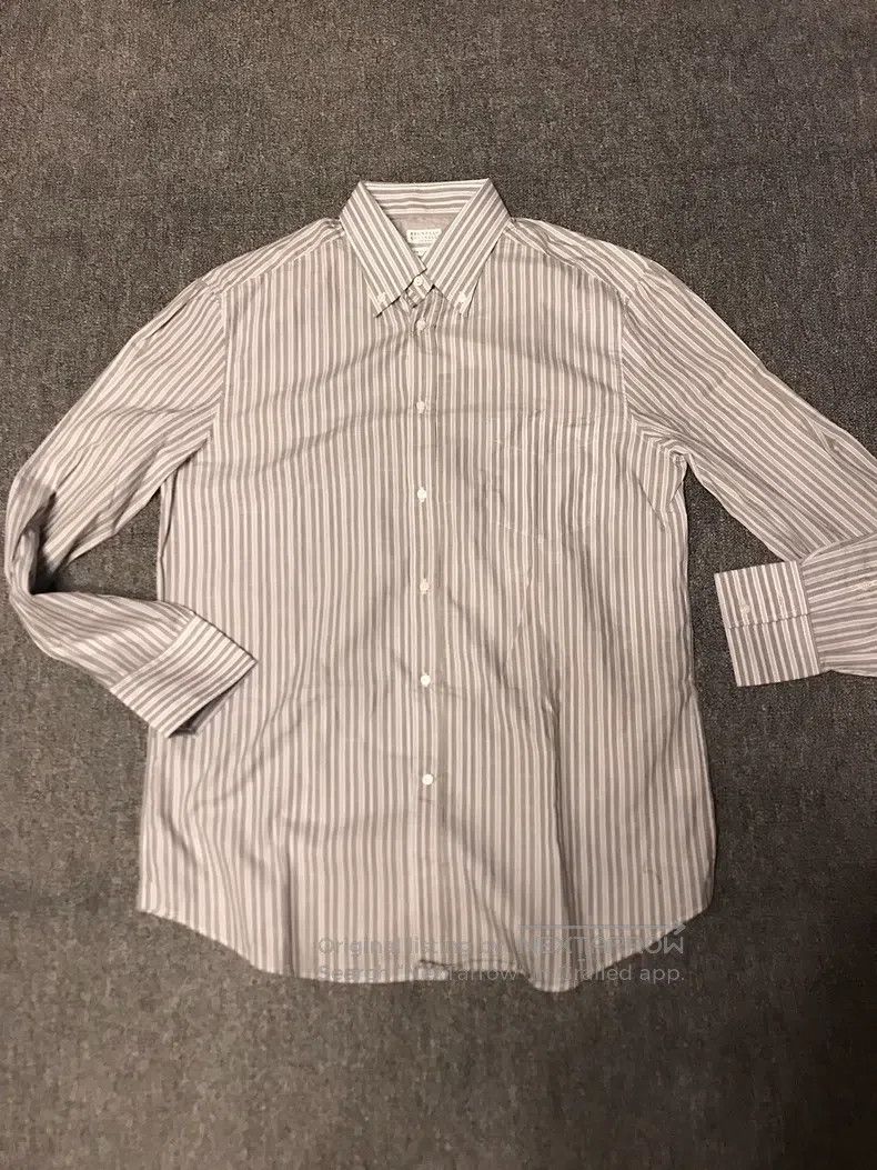 Brunello Cucinelli Brunello Cucinelli Shirt, all-cotton material gray-white s Size US XL / EU 56 / 4 - 2 Thumbnail