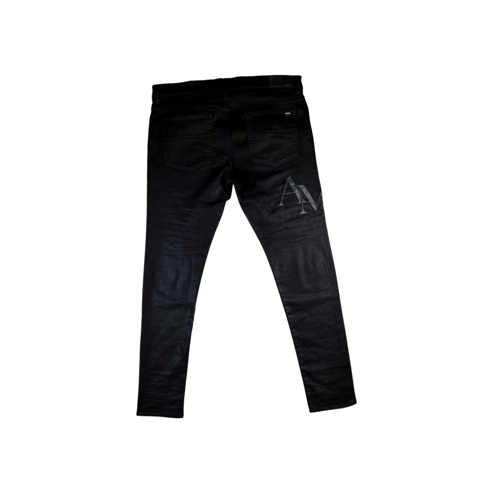Amiri Amiri Wax Staggered Side Logo Black Jeans Size US 38 / EU 54 - 2 Thumbnail