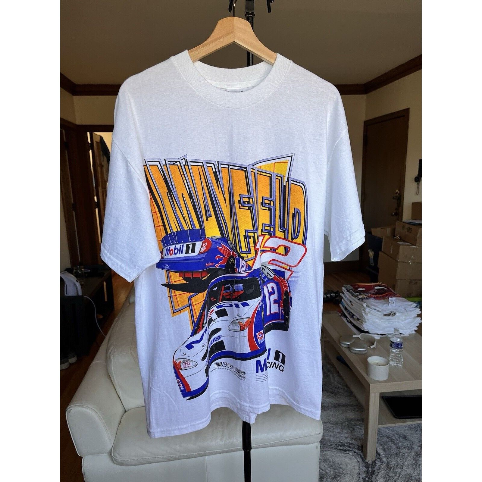 NASCAR VINTAGE NASCAR JEREMY MAYFIELD #12 MOBILE RACING GRAPHIC T L Size US L / EU 52-54 / 3 - 1 Thumbnail
