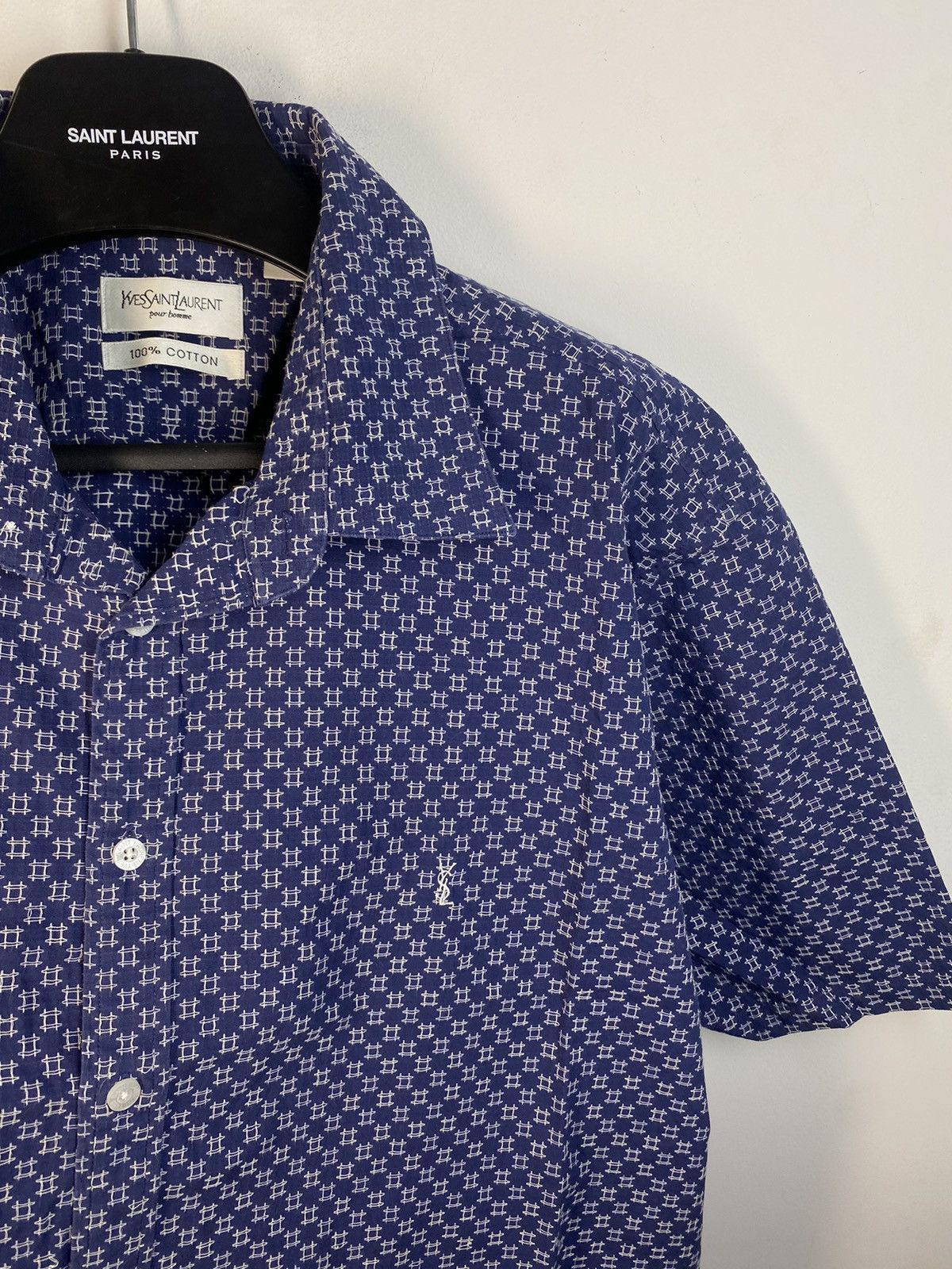 Yves Saint Laurent Royal Blue YSL Shirt Cotton Summer Yves Saint Laurent Size US M / EU 48-50 / 2 - 1 Thumbnail