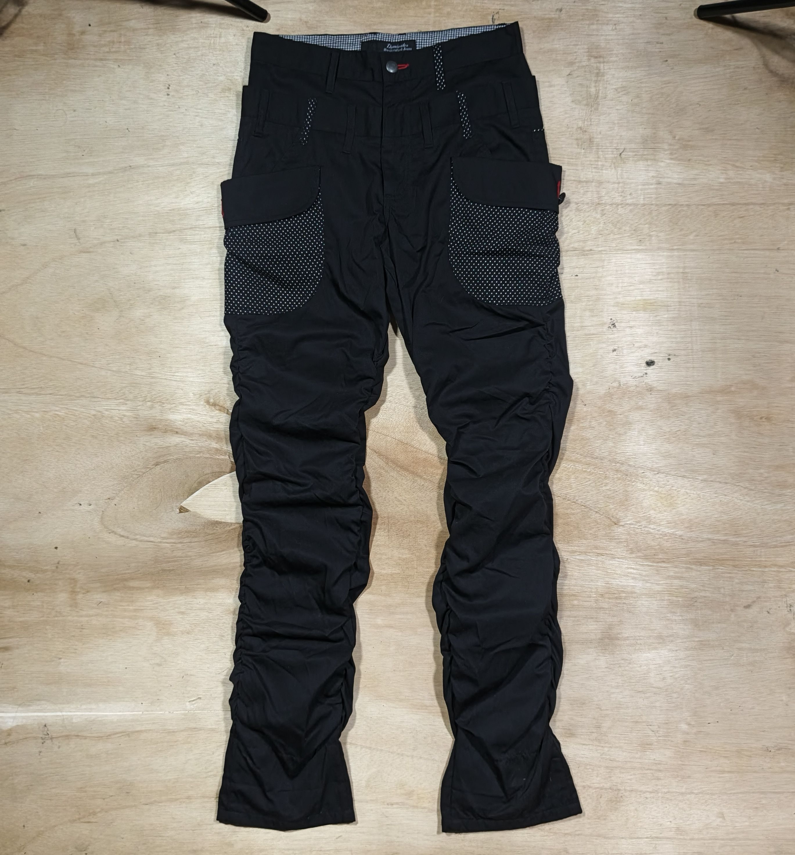 Japanese Brand Dominate Handcrafted Double Waist Stacked Ruched Cargo Pants Size US 29 - 1 Thumbnail