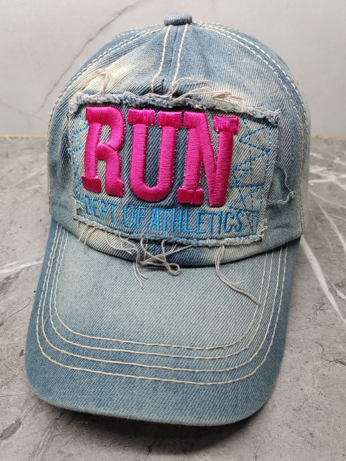 Japanese Brand Vintage Run Dept Of Athletics Denim Style Cap Hat Size ONE SIZE - 1 Thumbnail